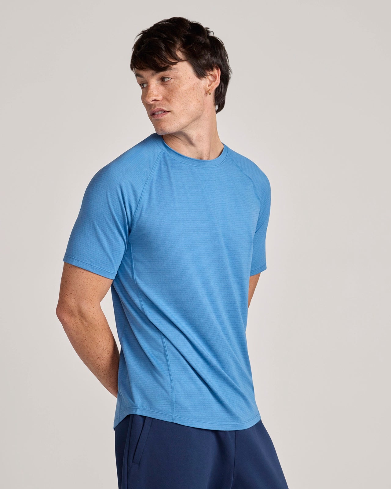 The Active Soft Stripe Sport Tee - Deep Sky Blue