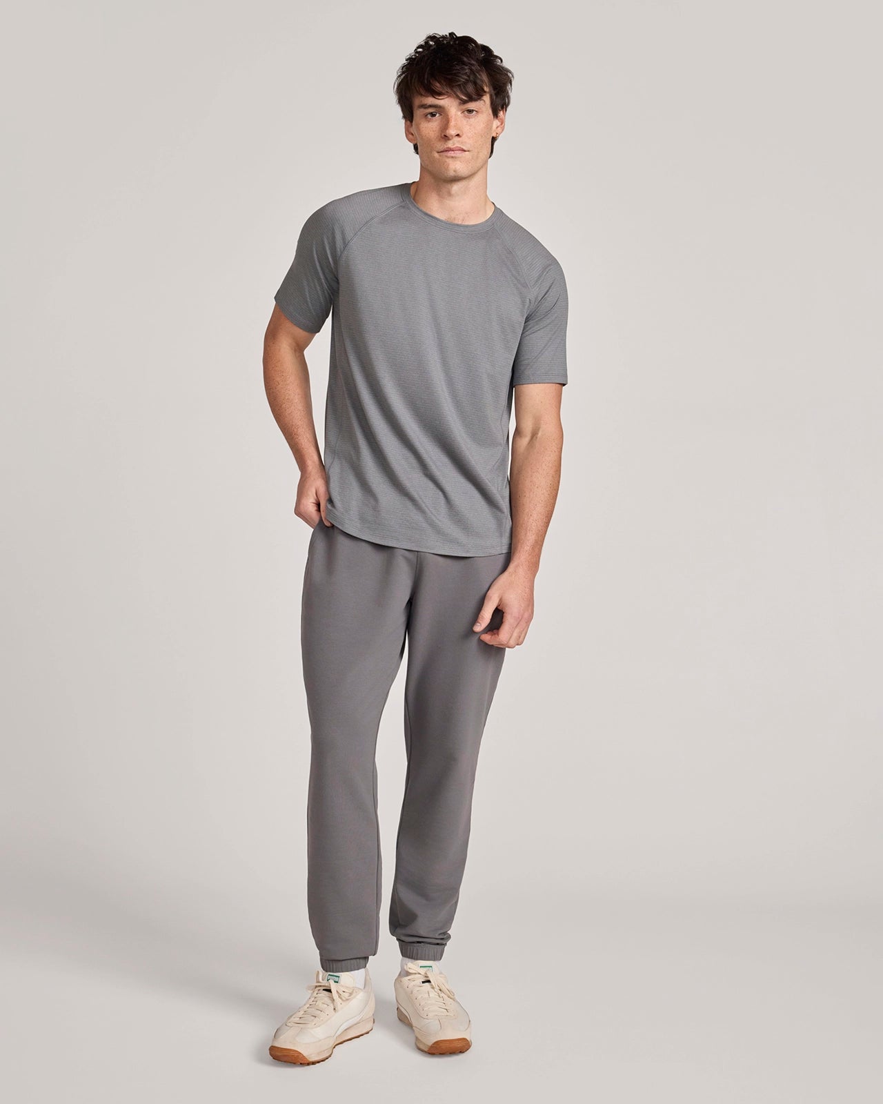 The Active Soft Stripe Sport Tee - Mid Grey
