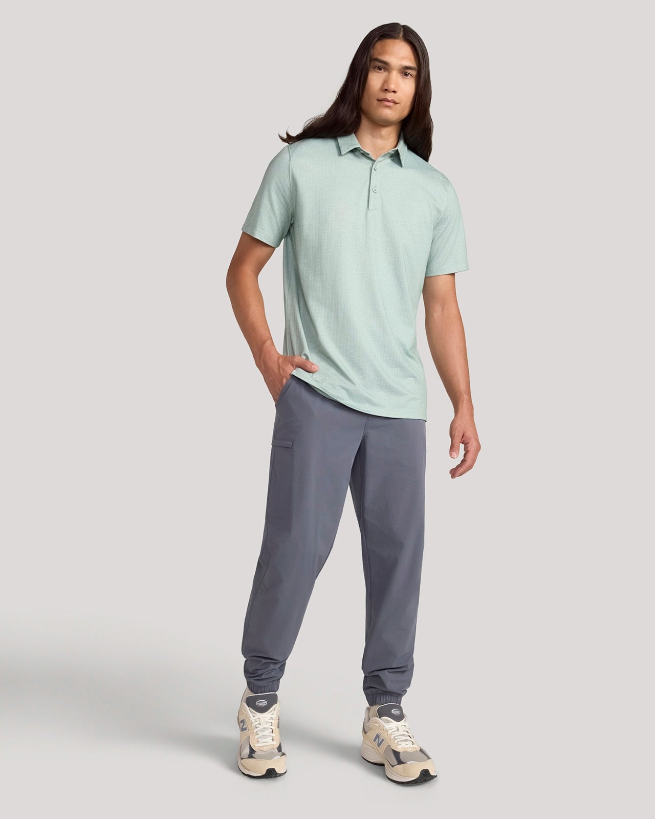 The Active Organic Cotton Herringbone Jacquard Polo - Green