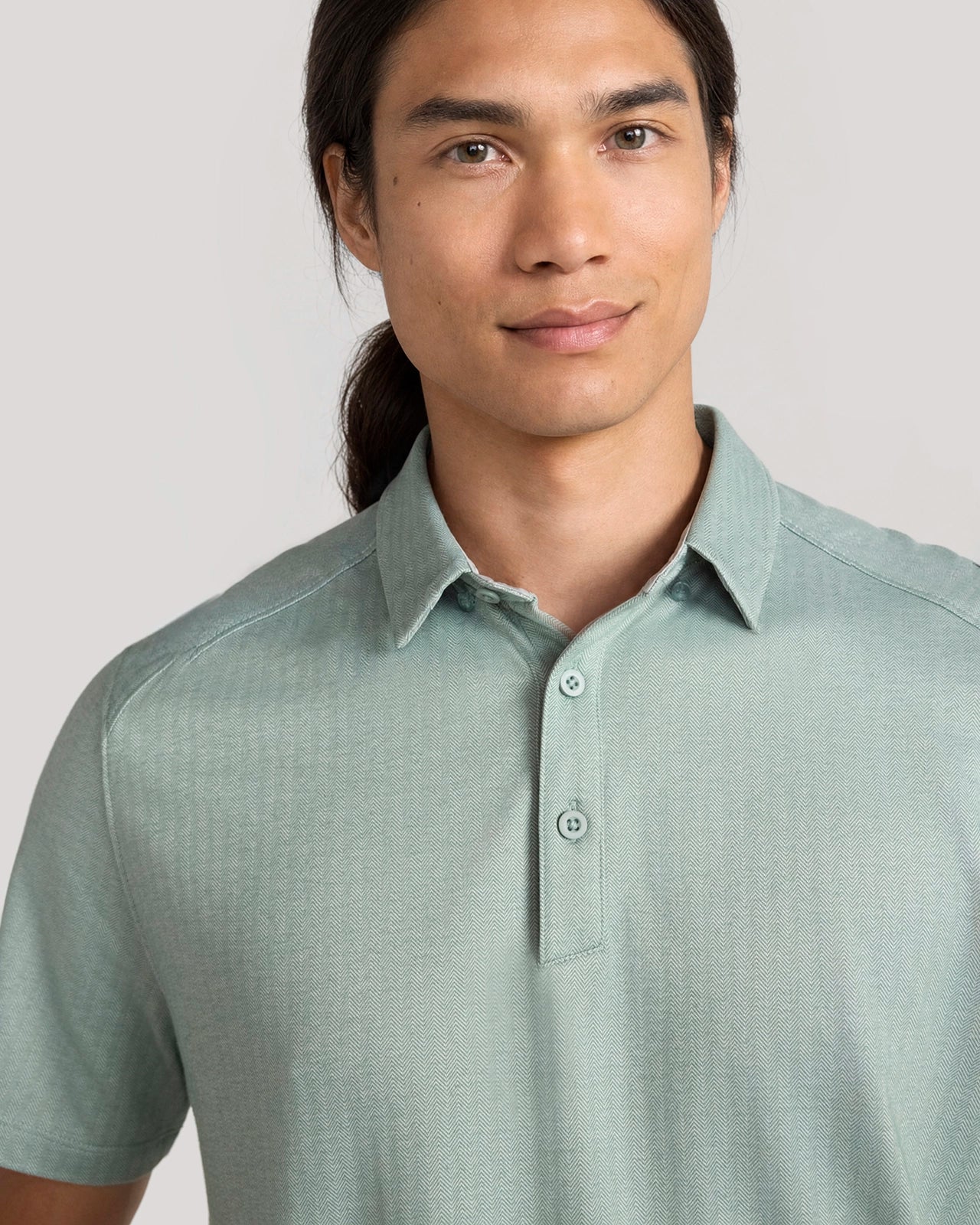 The Active Organic Cotton Herringbone Jacquard Polo - Green