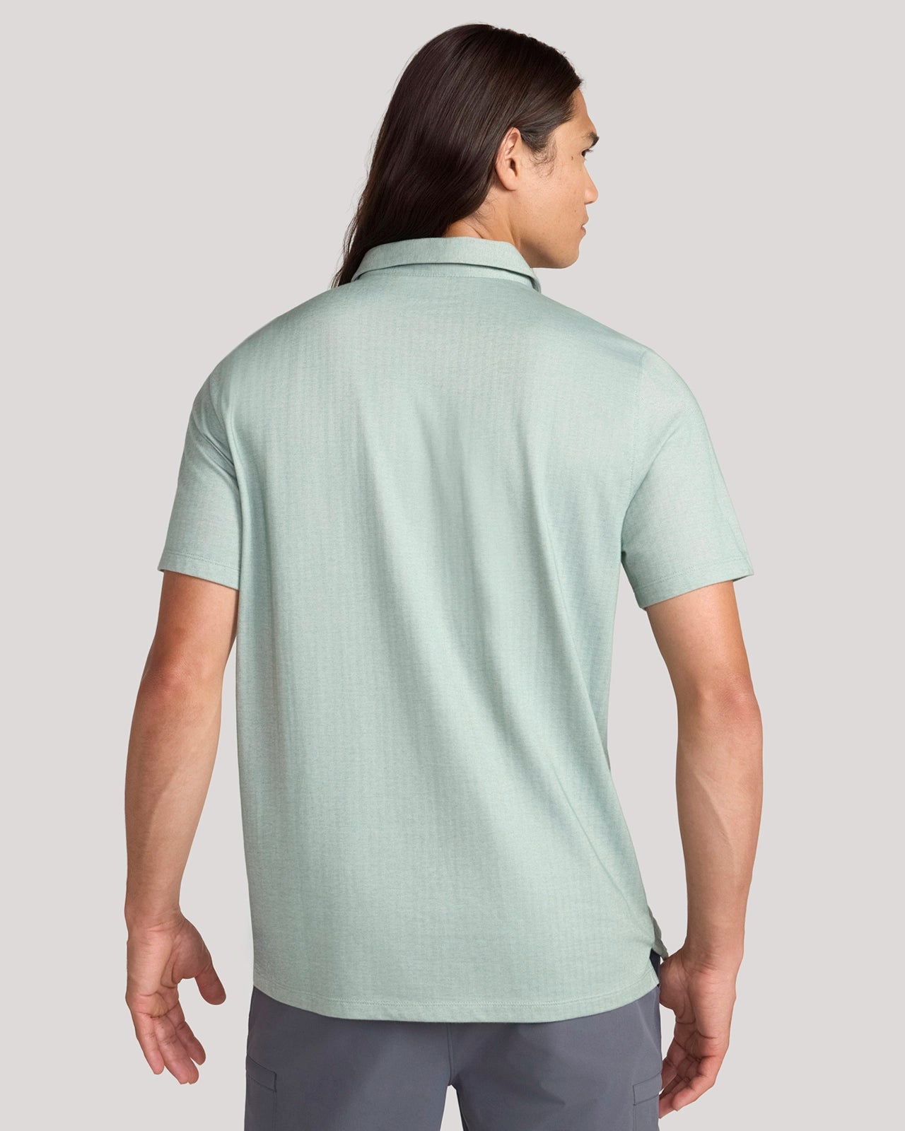 The Active Organic Cotton Herringbone Jacquard Polo - Green