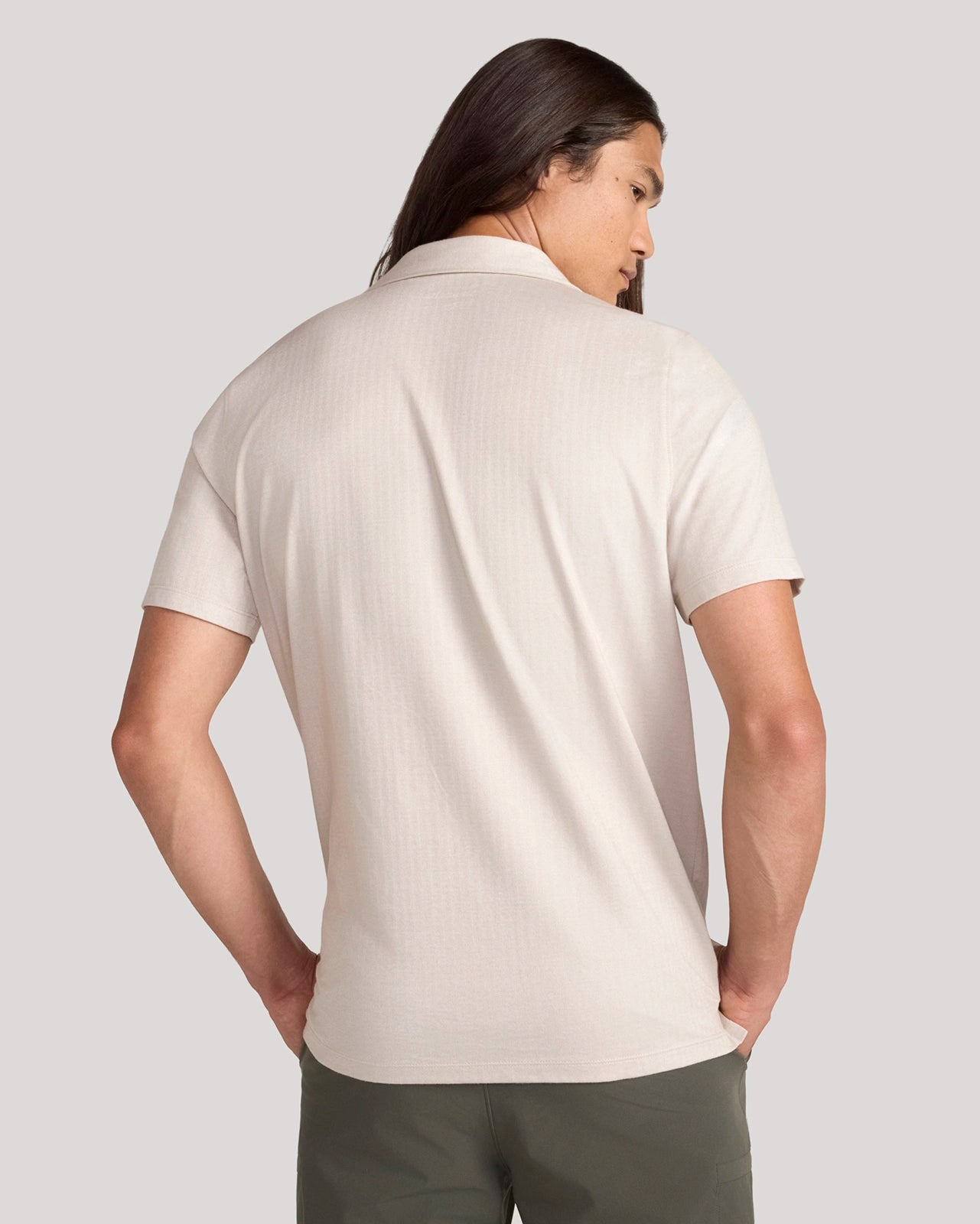 The Active Organic Cotton Herringbone Jacquard Polo - Chateau Grey