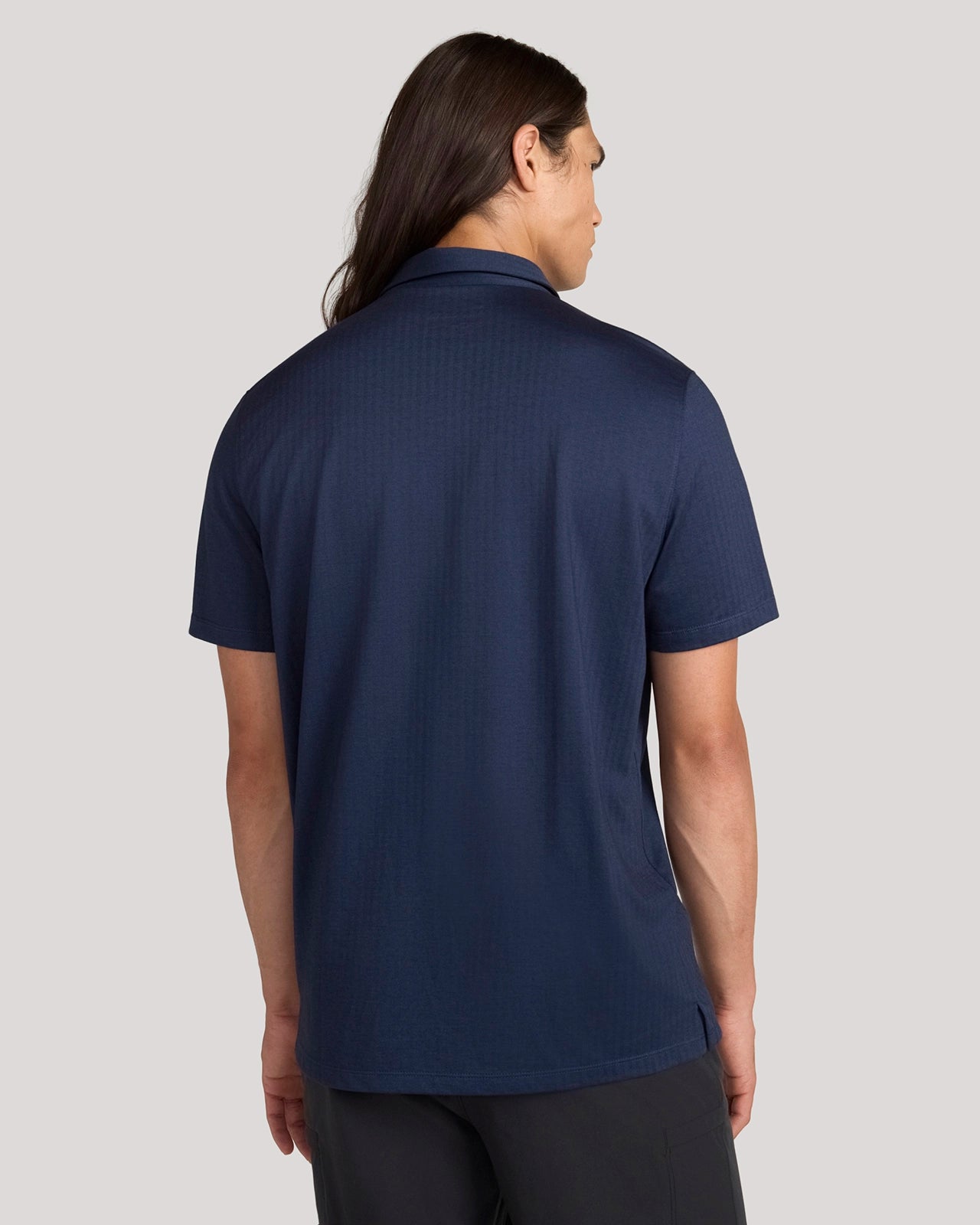 The Active Organic Cotton Herringbone Jacquard Polo - Navy