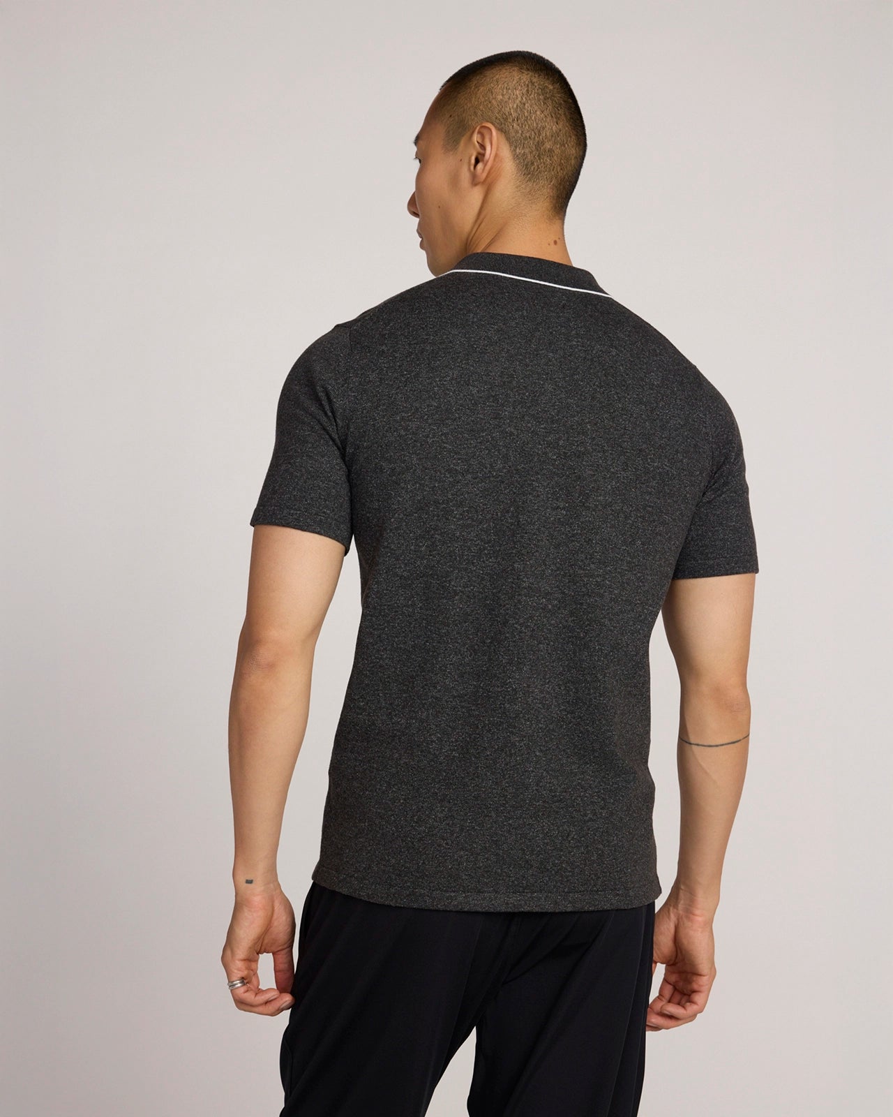 The Soft Luxe Johnny Collar Sweater Polo - Charcoal