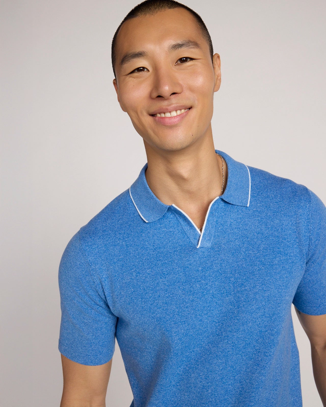 The Soft Luxe Johnny Collar Sweater Polo - Navy