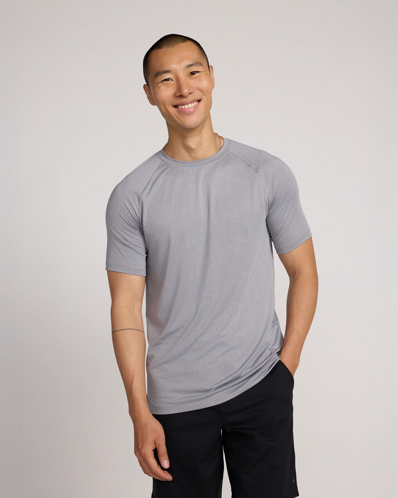 The Active Jacquard Raglan Performance Tee - Alloy Grey