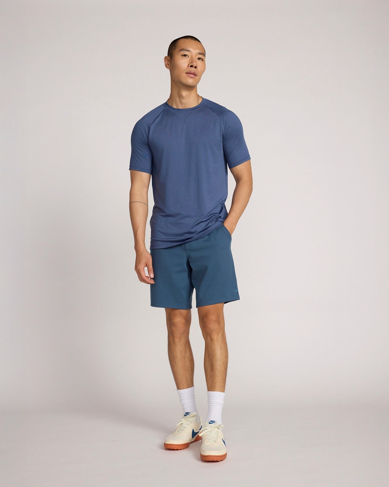The Active Jacquard Raglan Performance Tee - Vintage Indigo Navy
