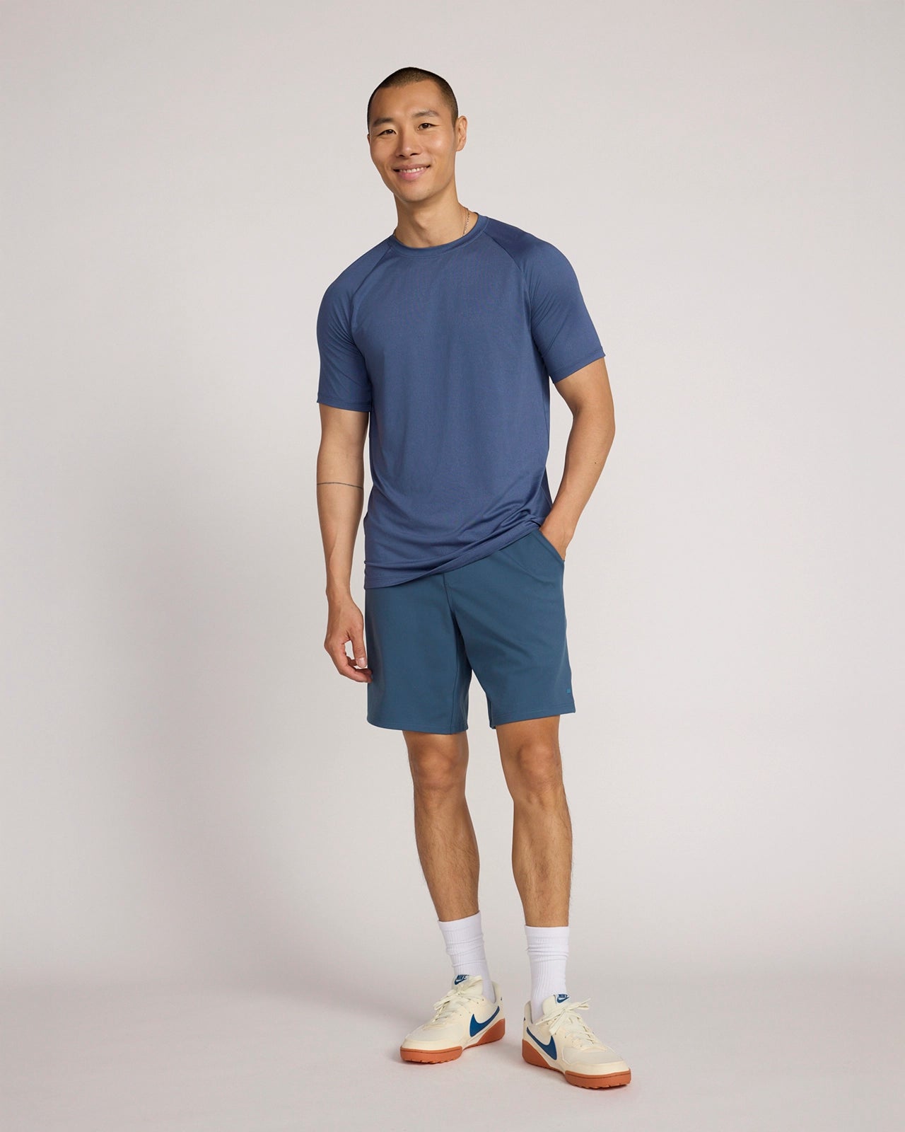 The Active Jacquard Raglan Performance Tee - Vintage Indigo Navy