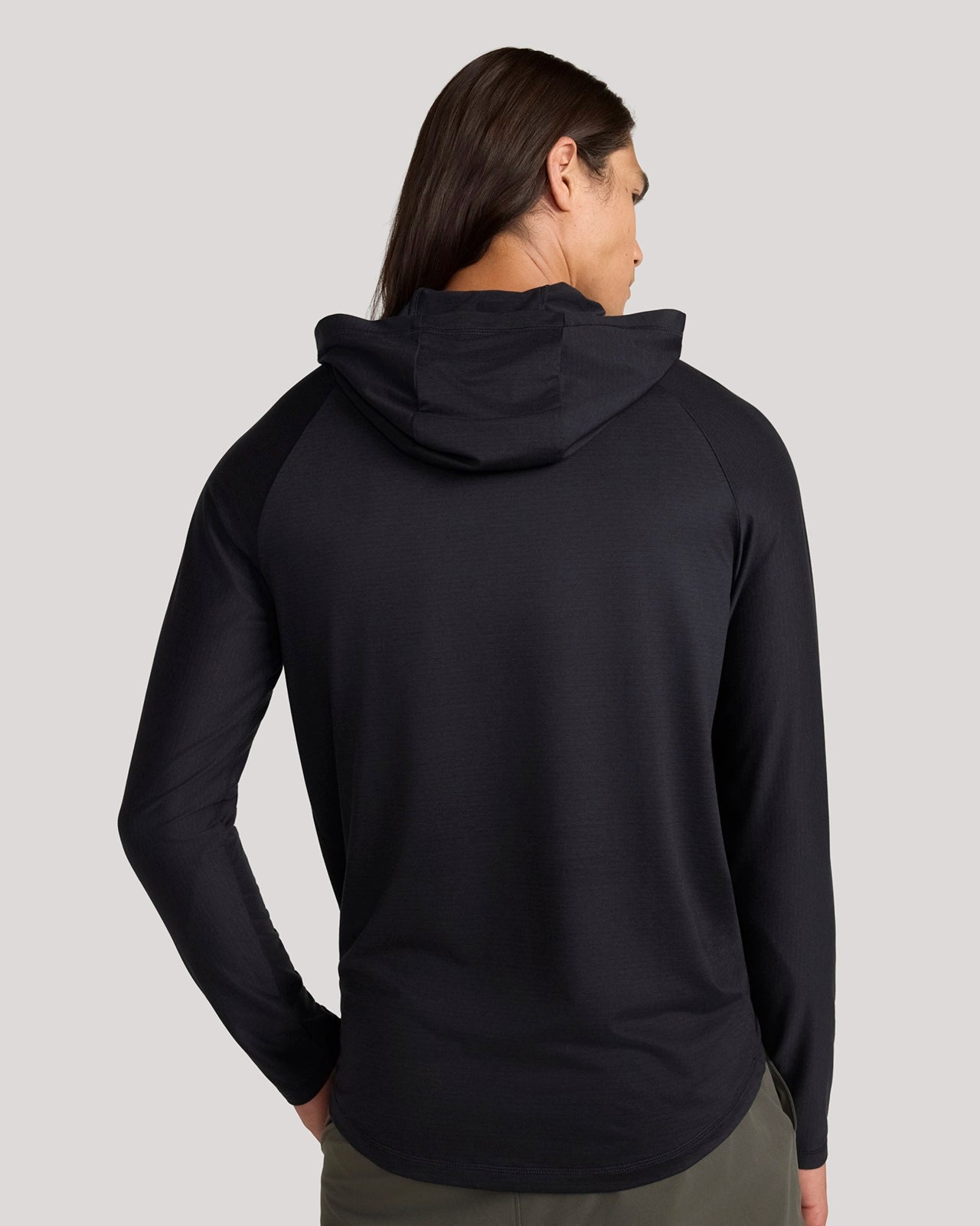 The Active Stripe Hooded Jersey Top - Black Melange