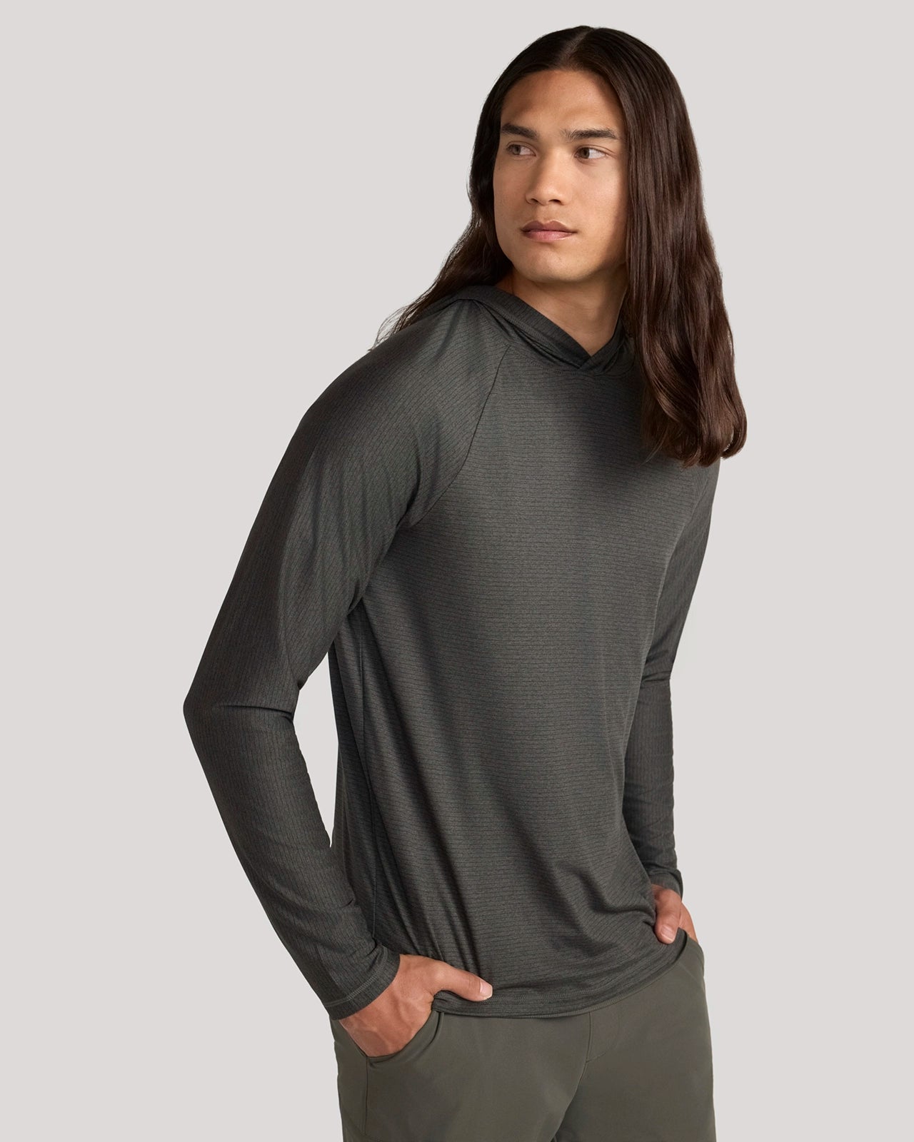 For general description, go to 'Main Product Description' region - The Active Stripe Hooded Jersey Top - Kambaba Green