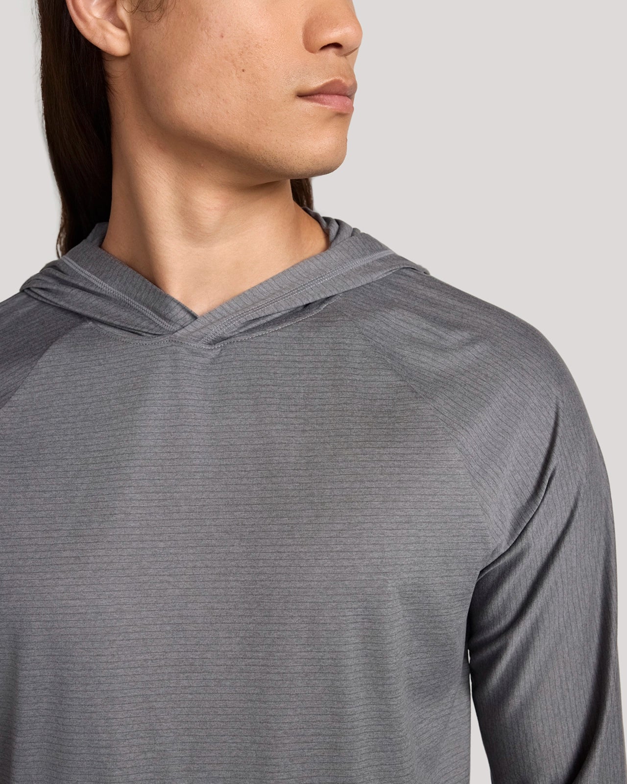 The Active Stripe Hooded Jersey Top - Castlerock Grey