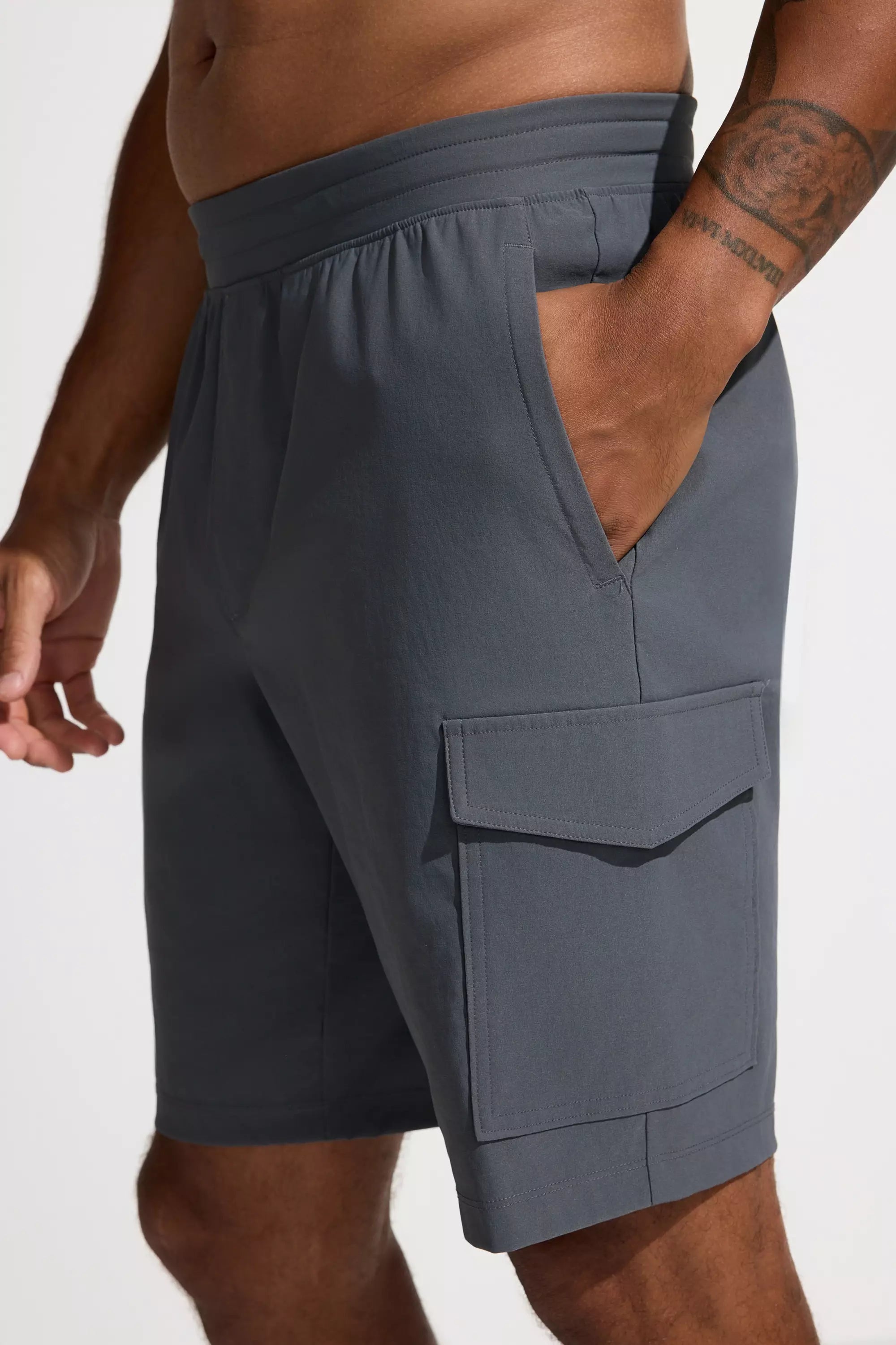The Active GRS Certified Recycled Nylon 10" Cargo Short - Grey