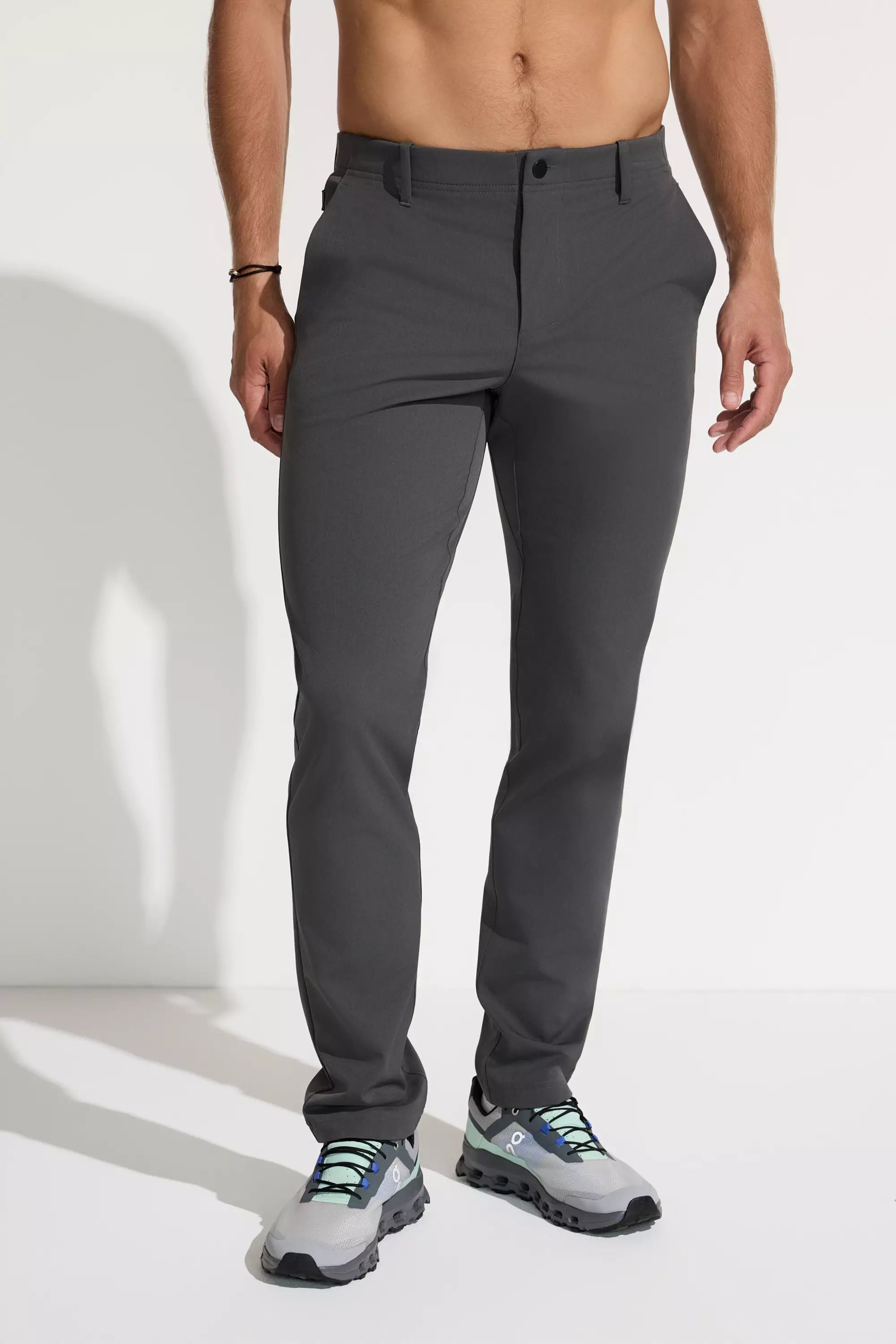 The Travel GRS Certified Recycled Poly Fly Front Pant - Gray