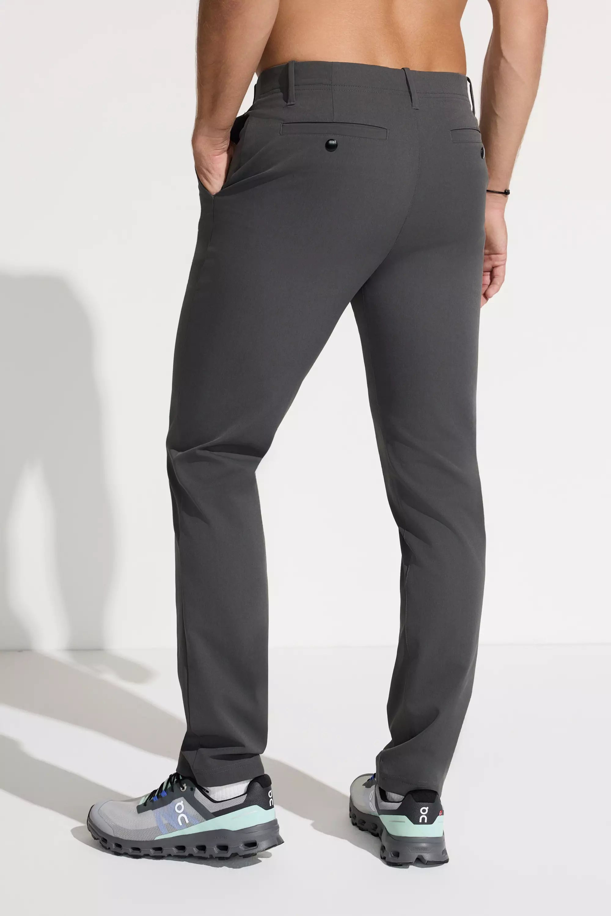 The Travel GRS Certified Recycled Poly Fly Front Pant - Gray