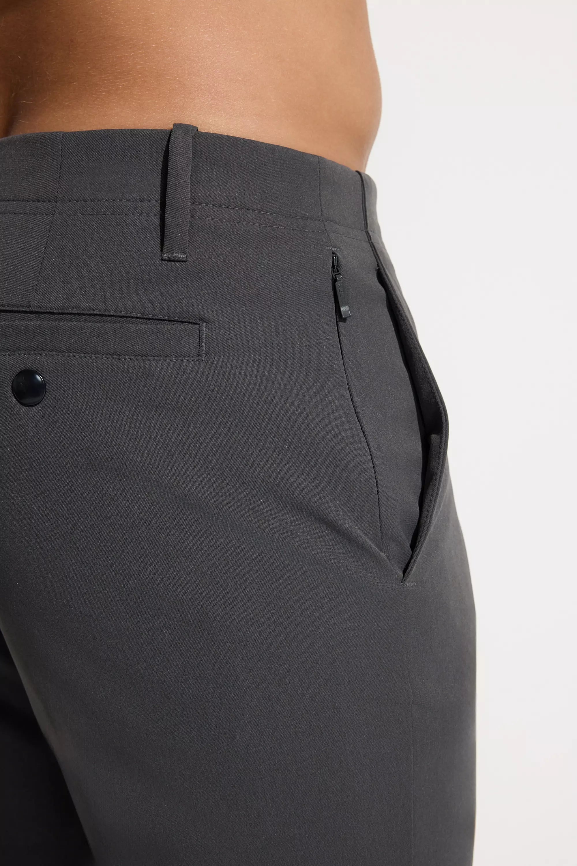 The Travel GRS Certified Recycled Poly Fly Front Pant - Gray
