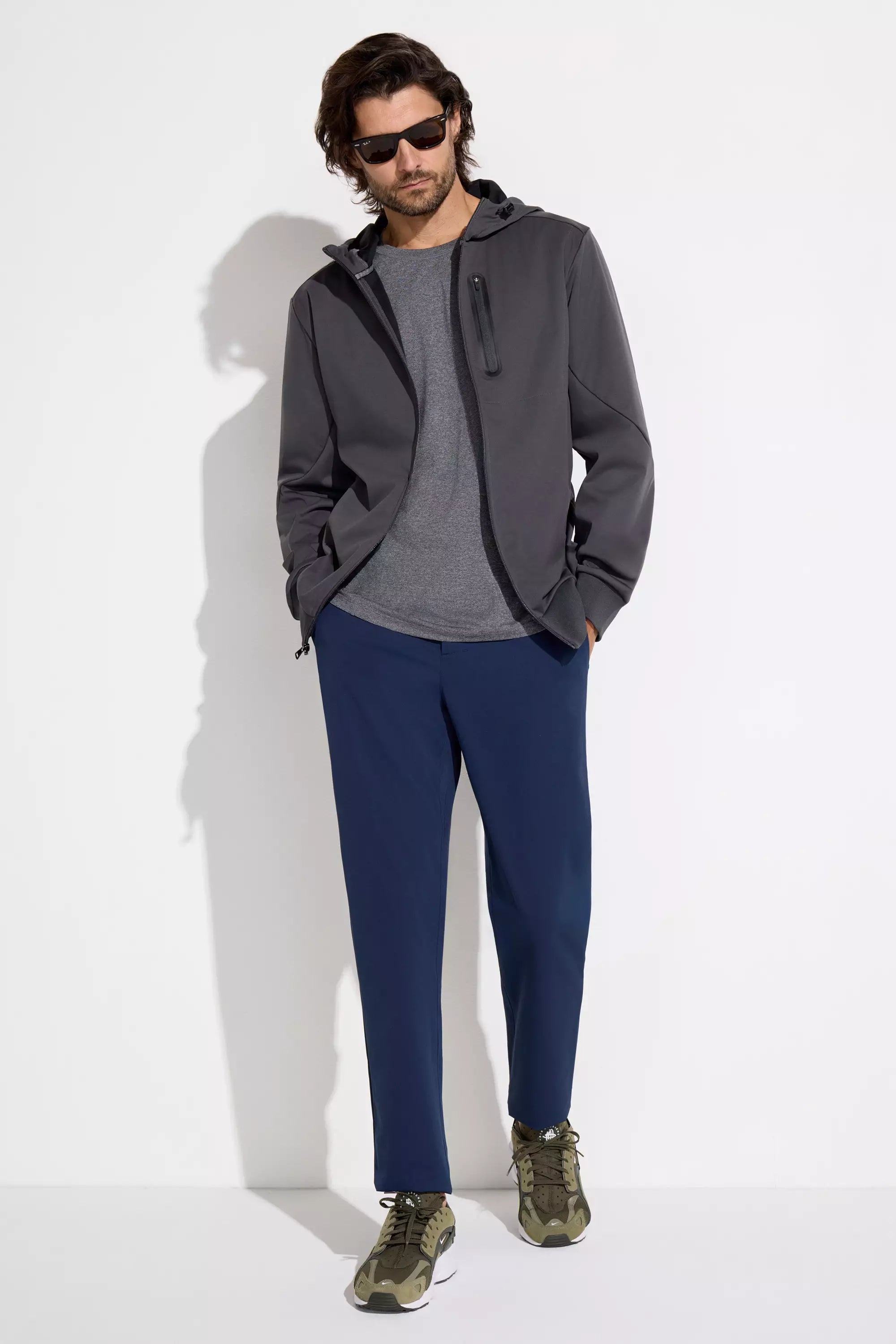 The Travel GRS Certified Recycled Poly Fly Front Pant - Blue