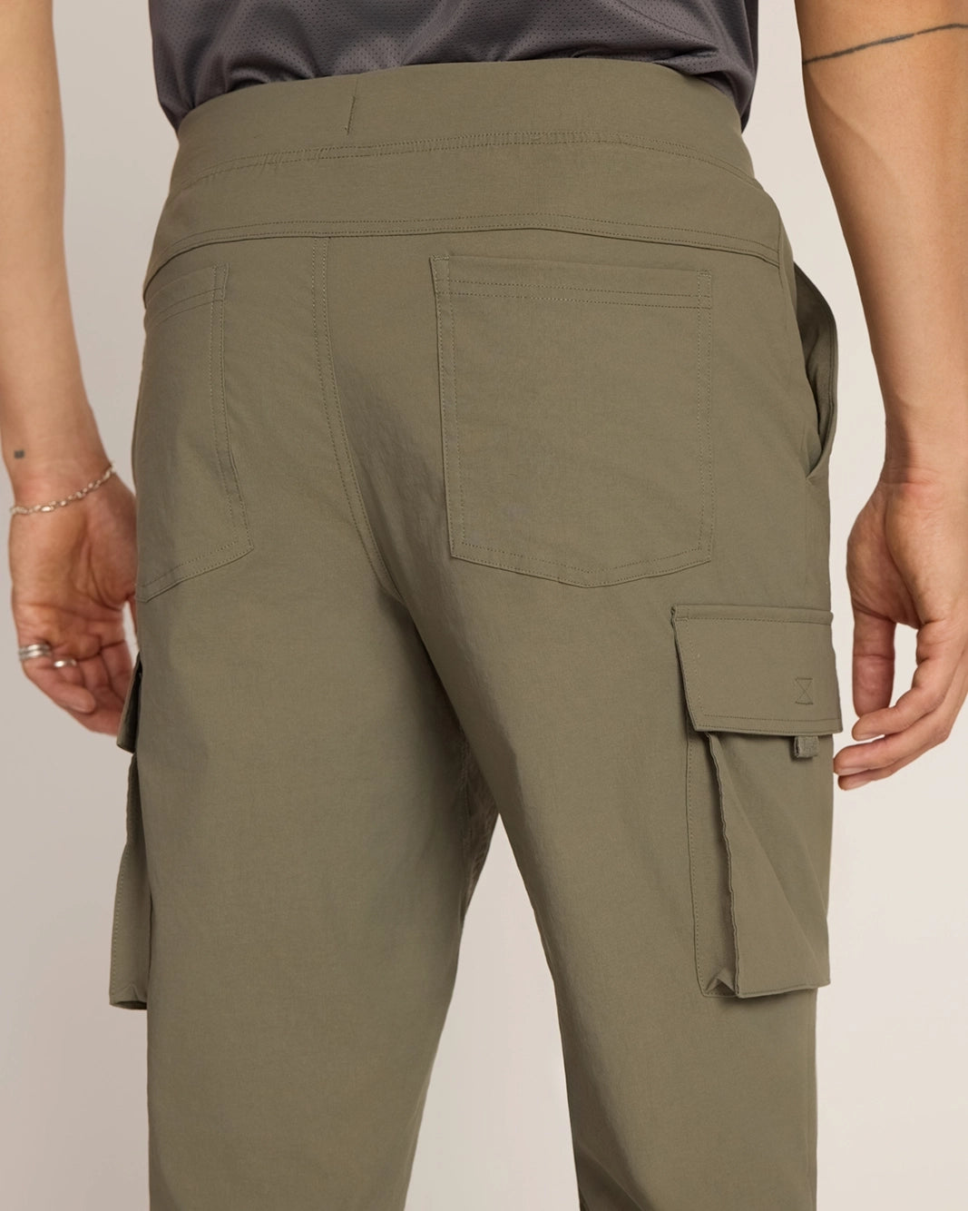 The Soft Stretch GRS Certified Recycled Nylon Cargo Pants - Tea Leaf