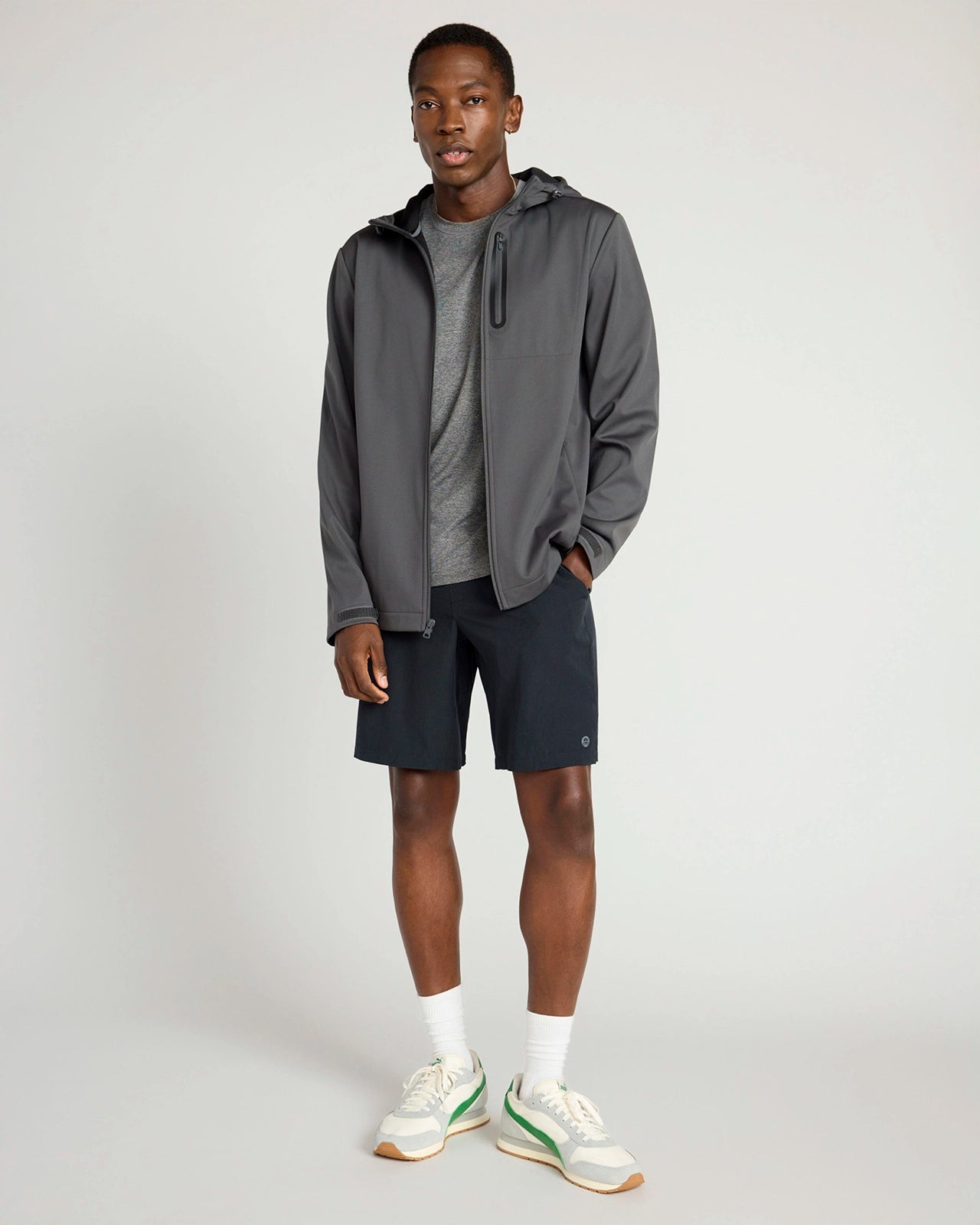 The Men's Wind + Water-Resistant GRS Certified Recycled Poly Jacket - Dark Grey