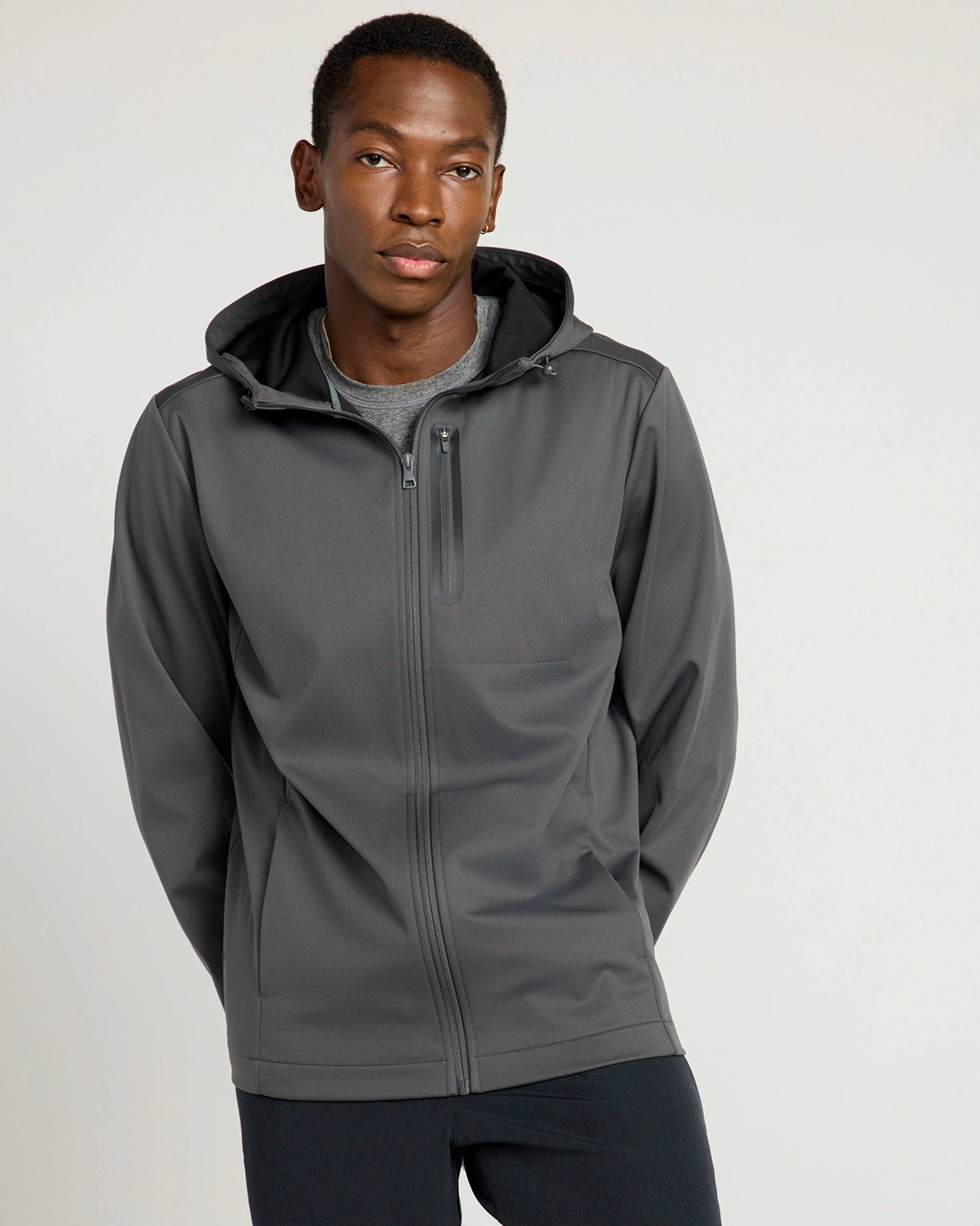 The Men's Wind + Water-Resistant GRS Certified Recycled Poly Jacket - Dark Grey