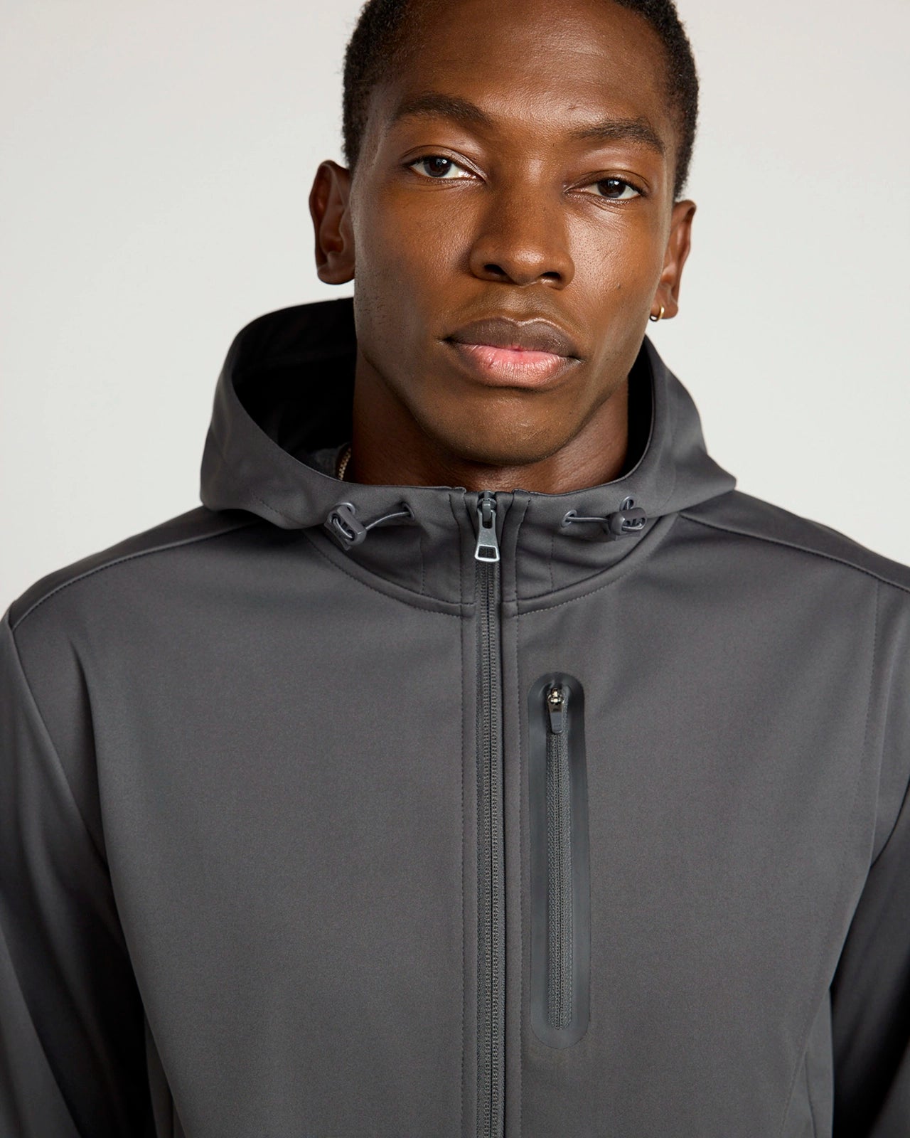 The Men's Wind + Water-Resistant GRS Certified Recycled Poly Jacket - Dark Grey