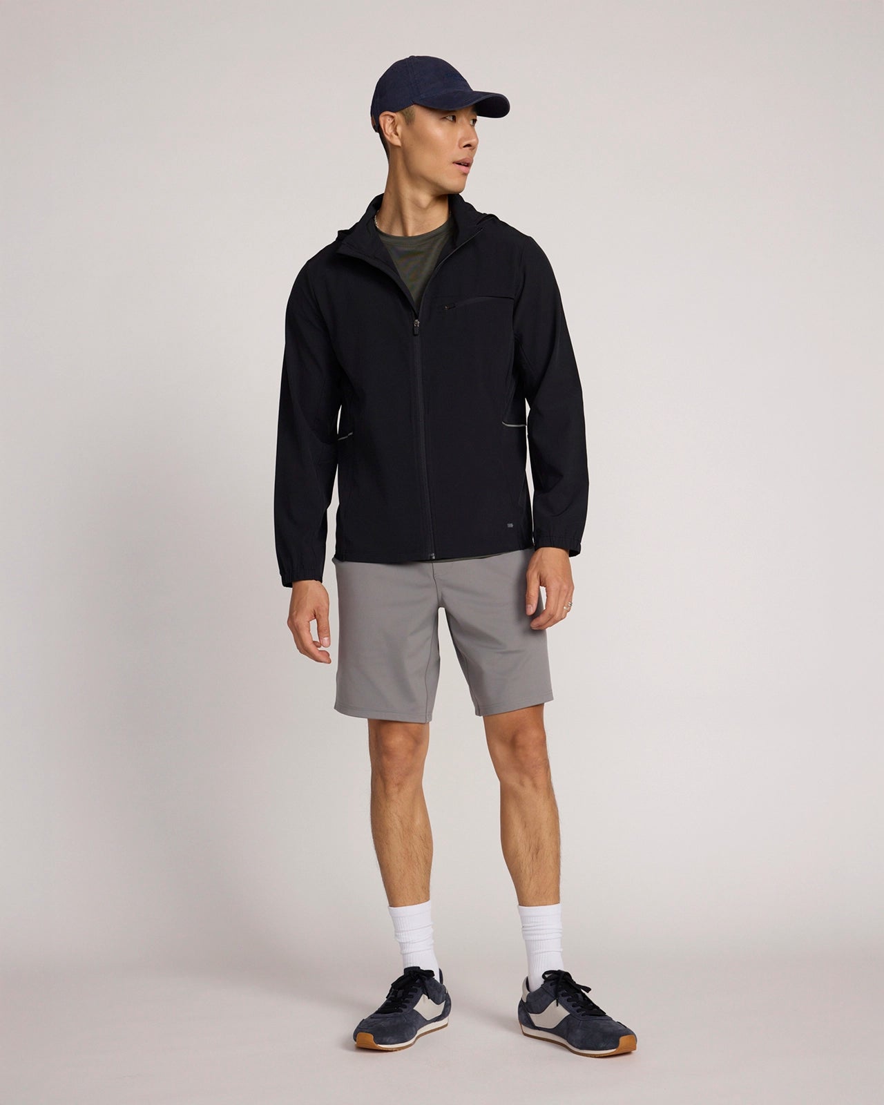 The Active Lightweight Reflective Full Zip Jacket - Black