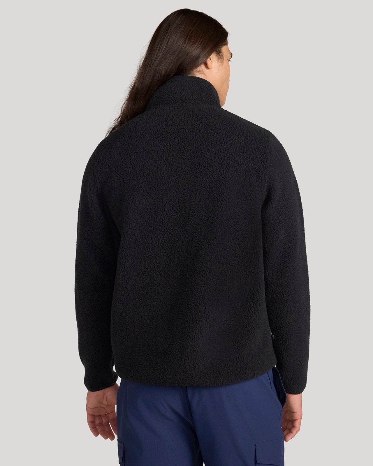 The Soft Luxe Berber Quarter-Snap Pullover - Black