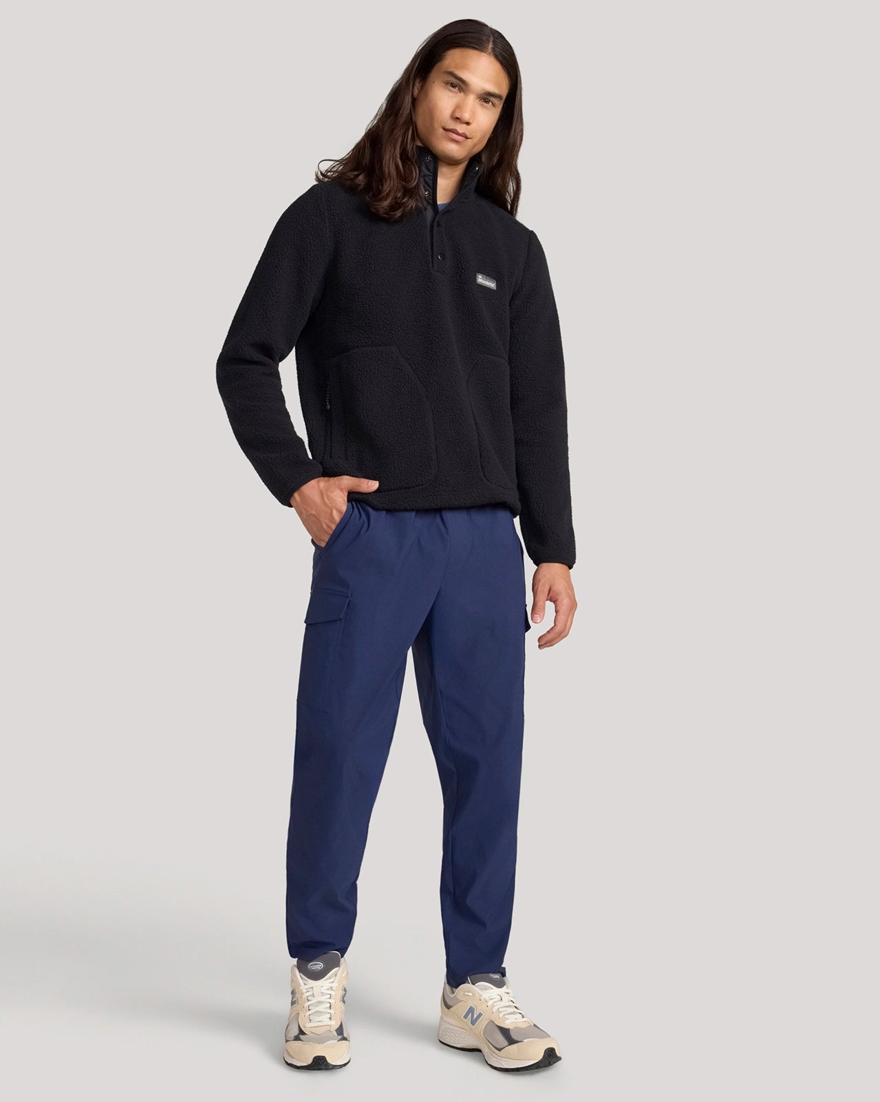 The Soft Luxe Berber Quarter-Snap Pullover - Black