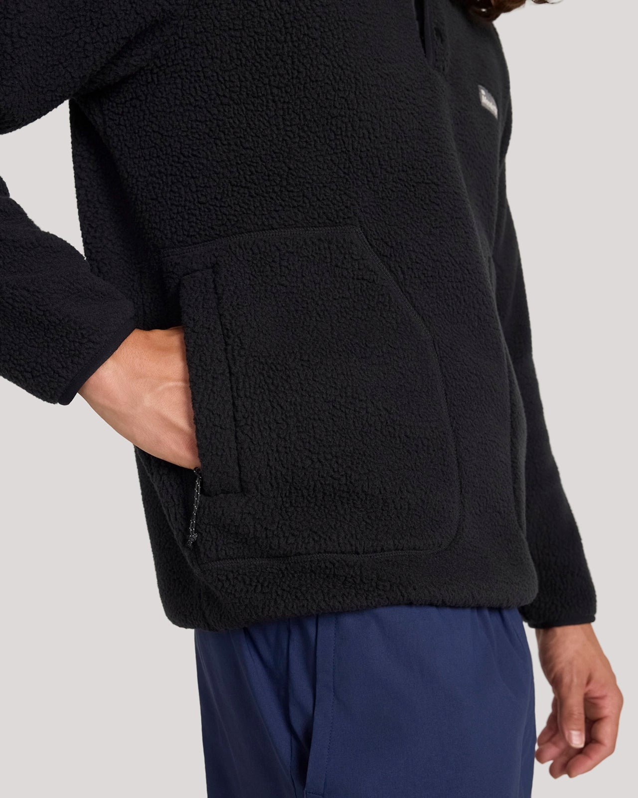 The Soft Luxe Berber Quarter-Snap Pullover - Black