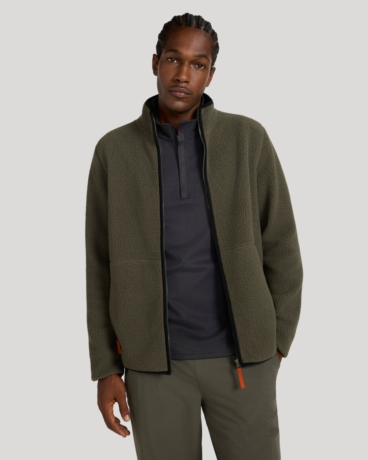 The Soft Luxe Berber Full Zip Jacket - Kambaba Green