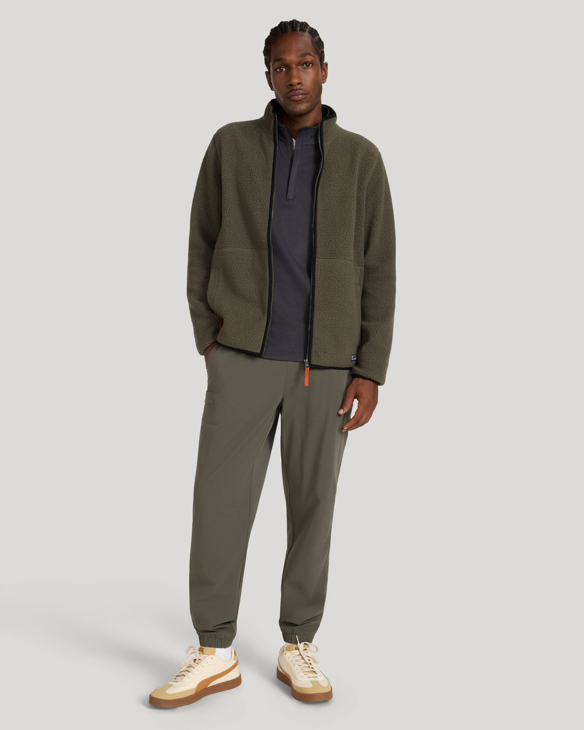 The Soft Luxe Berber Full Zip Jacket - Kambaba Green