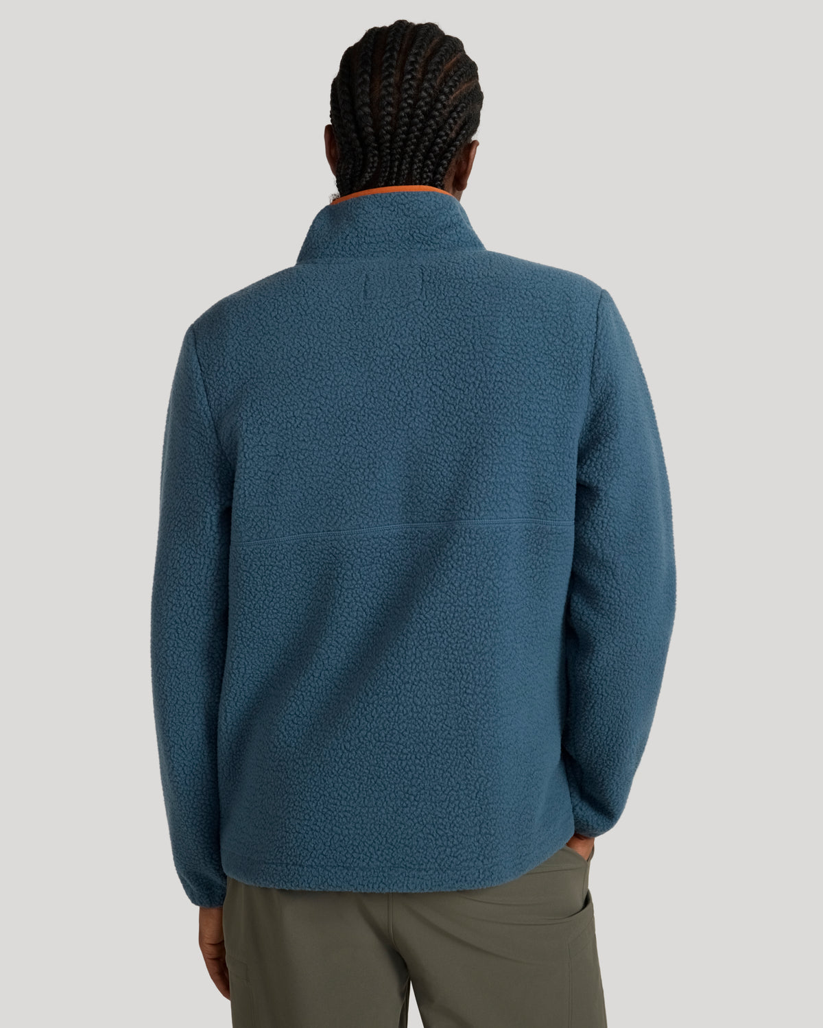 The Soft Luxe Berber Quarter-Snap Pullover - Orion Blue/Bombay Brown
