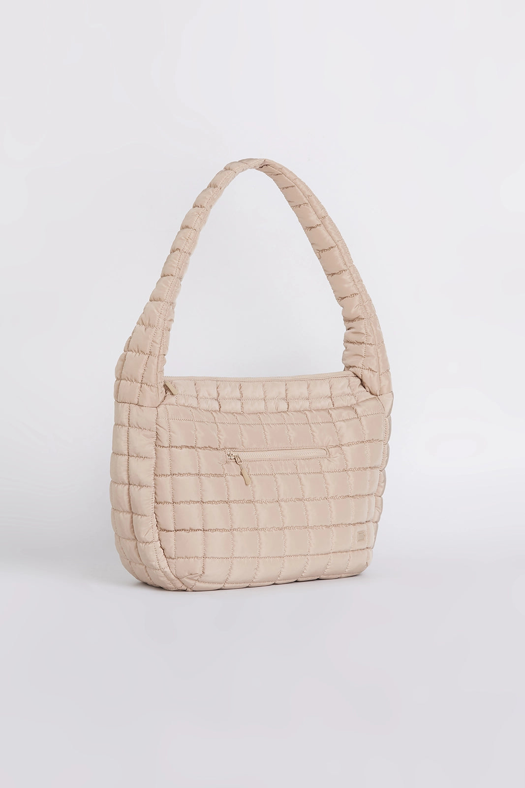 The Quilted Front Zip Tote Bag - Cream