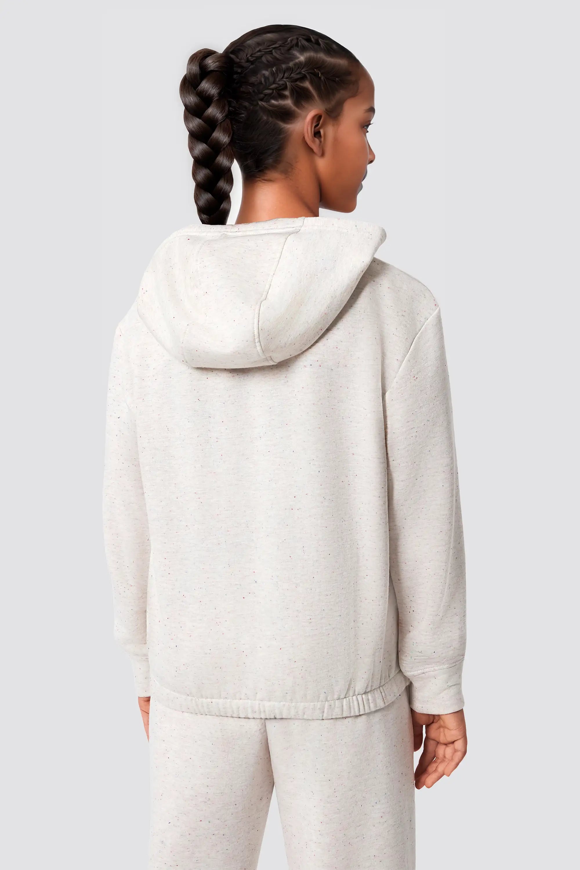 The Girls' Ecovero™ + GRS Certified Recycled Poly Candy Fleece Hoodie - Light Gray