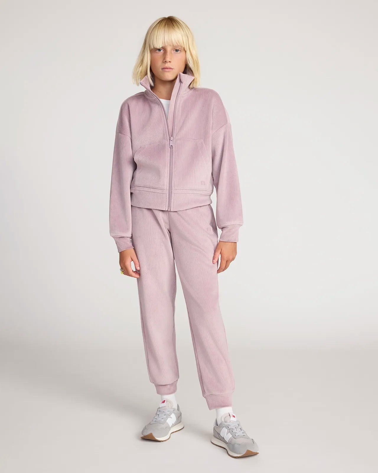 The Girls' Cozy Corduroy GRS Certified Recycled Poly Jogger - Light Blush Purple