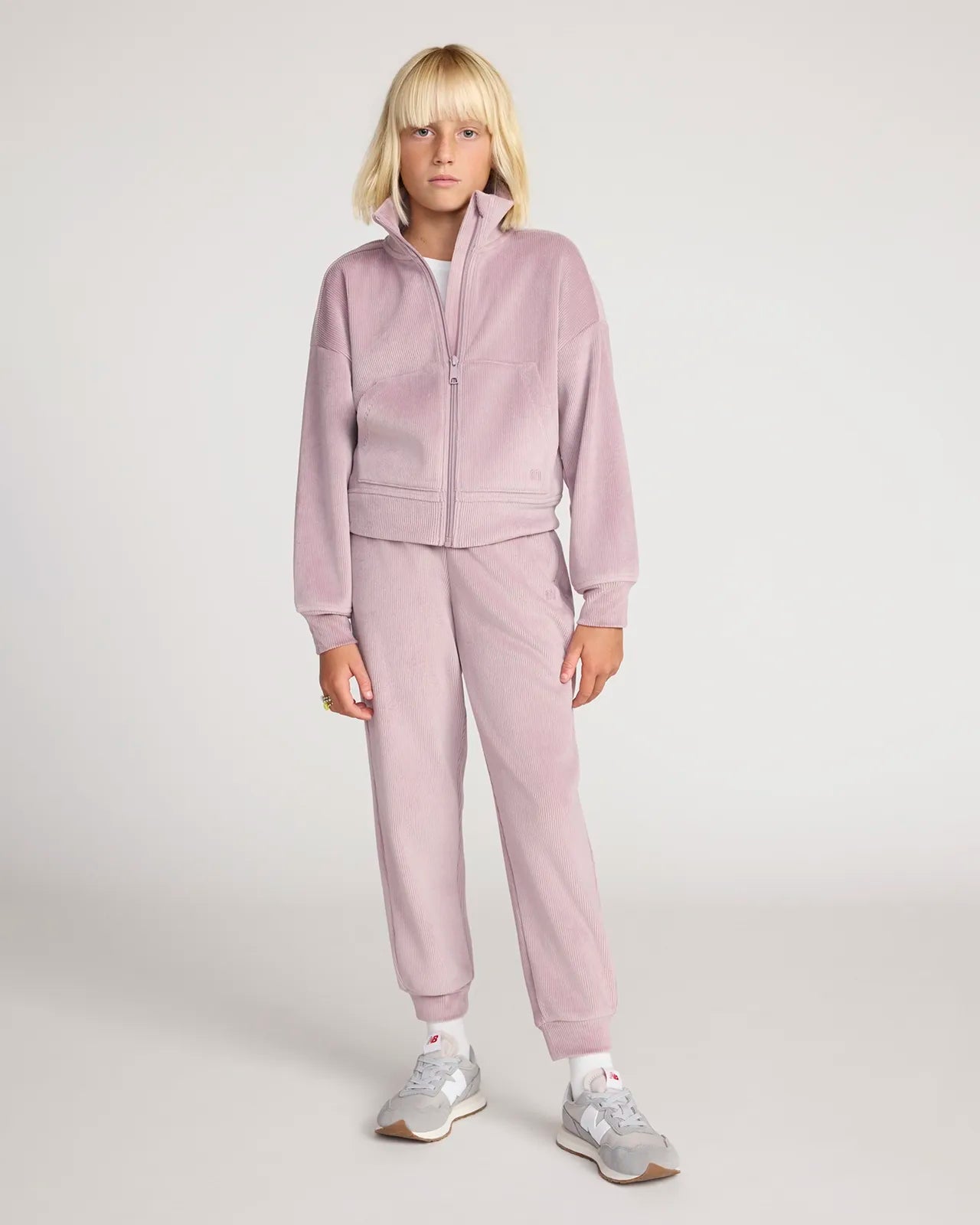 The Girls' Cozy Corduroy GRS Certified Recycled Poly Jacket - Light Blush Purple