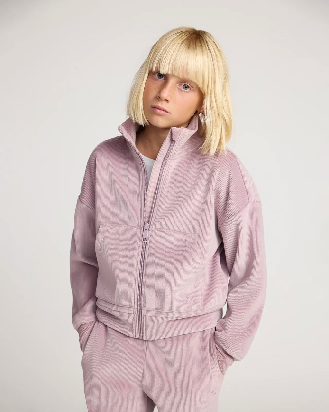 The Girls' Cozy Corduroy GRS Certified Recycled Poly Jacket - Light Blush Purple