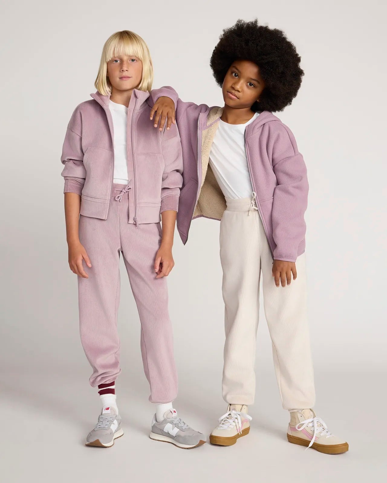 The Girls' Cozy Corduroy GRS Certified Recycled Poly Jogger - Light Blush Purple