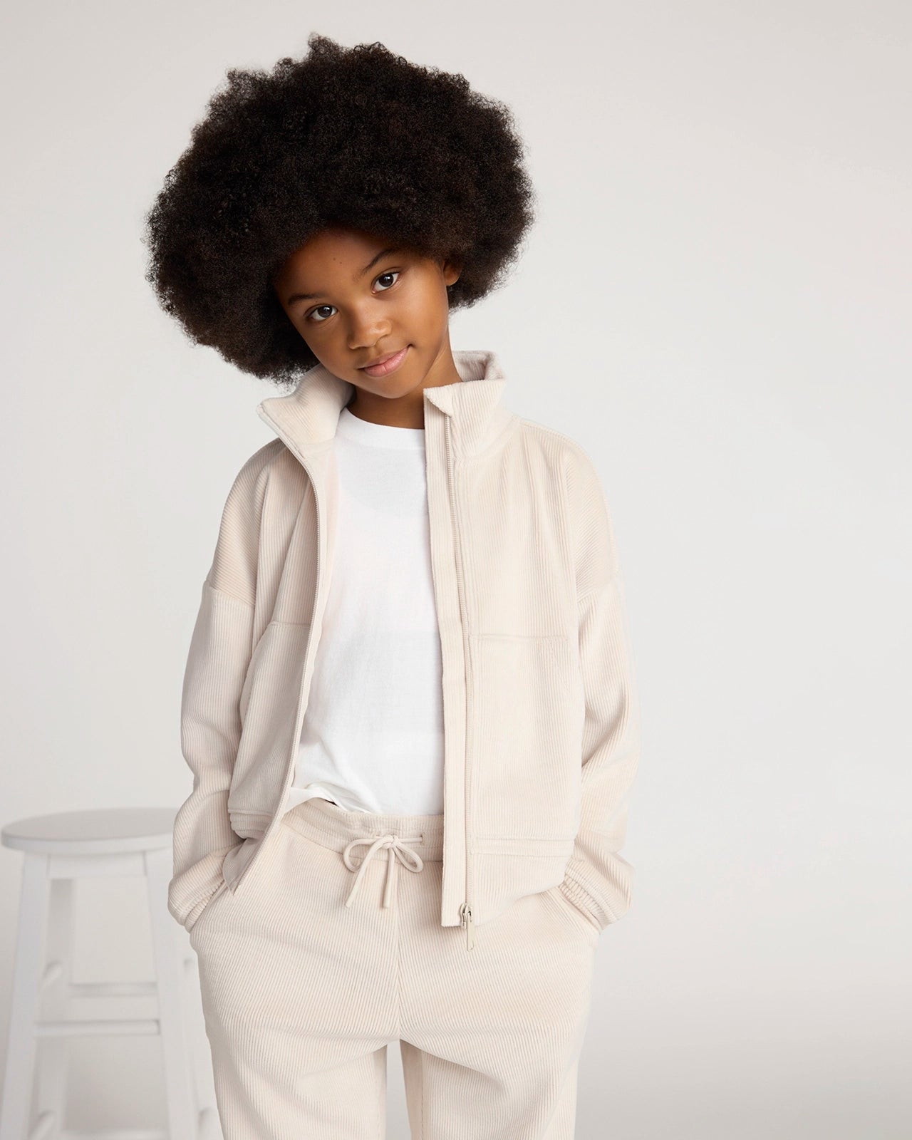 The Girls' Cozy Corduroy GRS Certified Recycled Polyester Jacket - Beige