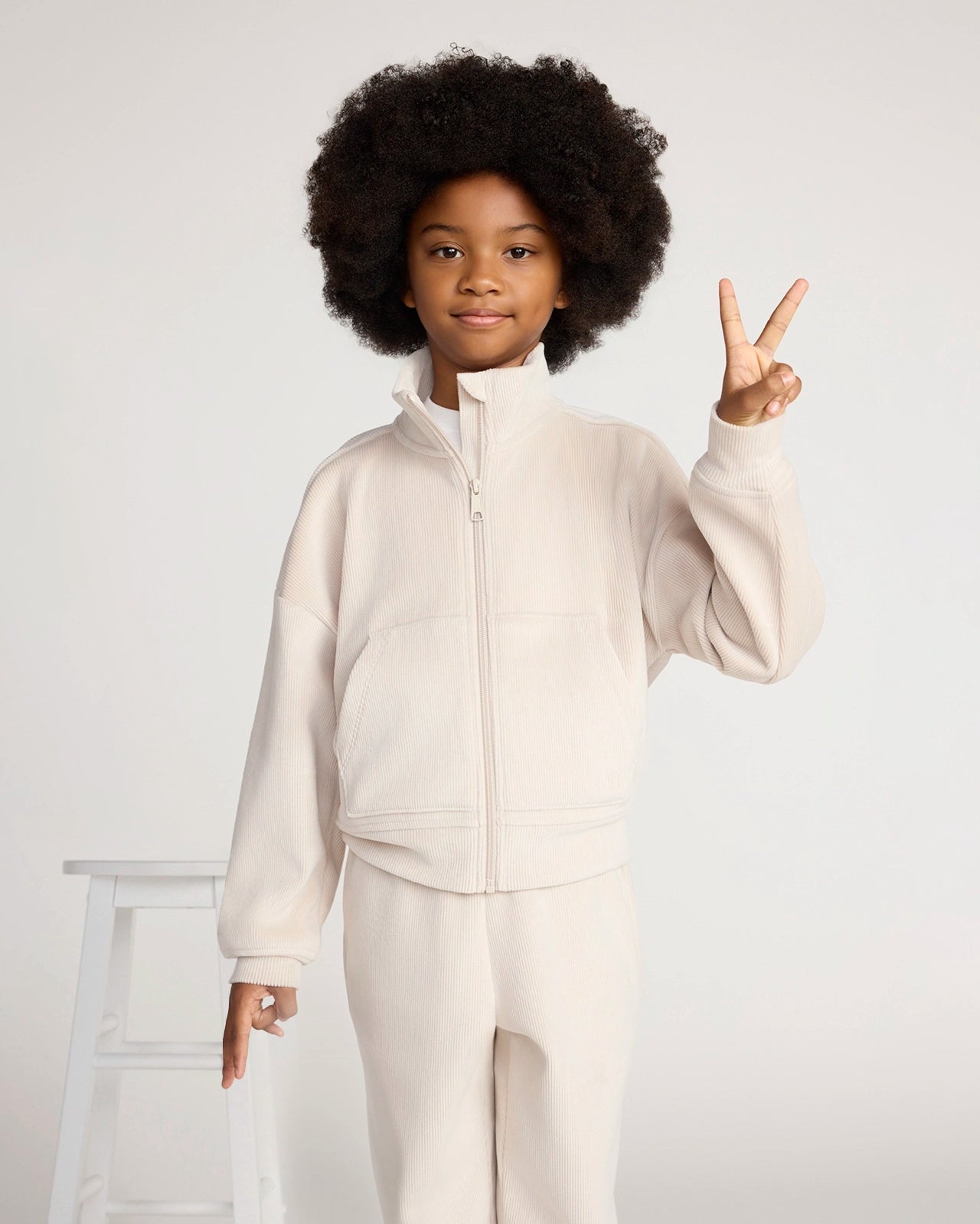 The Girls' Cozy Corduroy GRS Certified Recycled Polyester Jacket - Beige