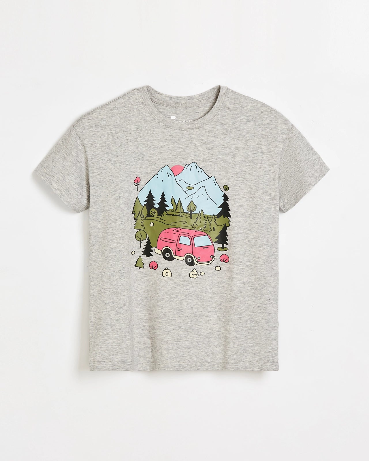 The Kids Active Organic Cotton Graphic Tee - Heather Grey