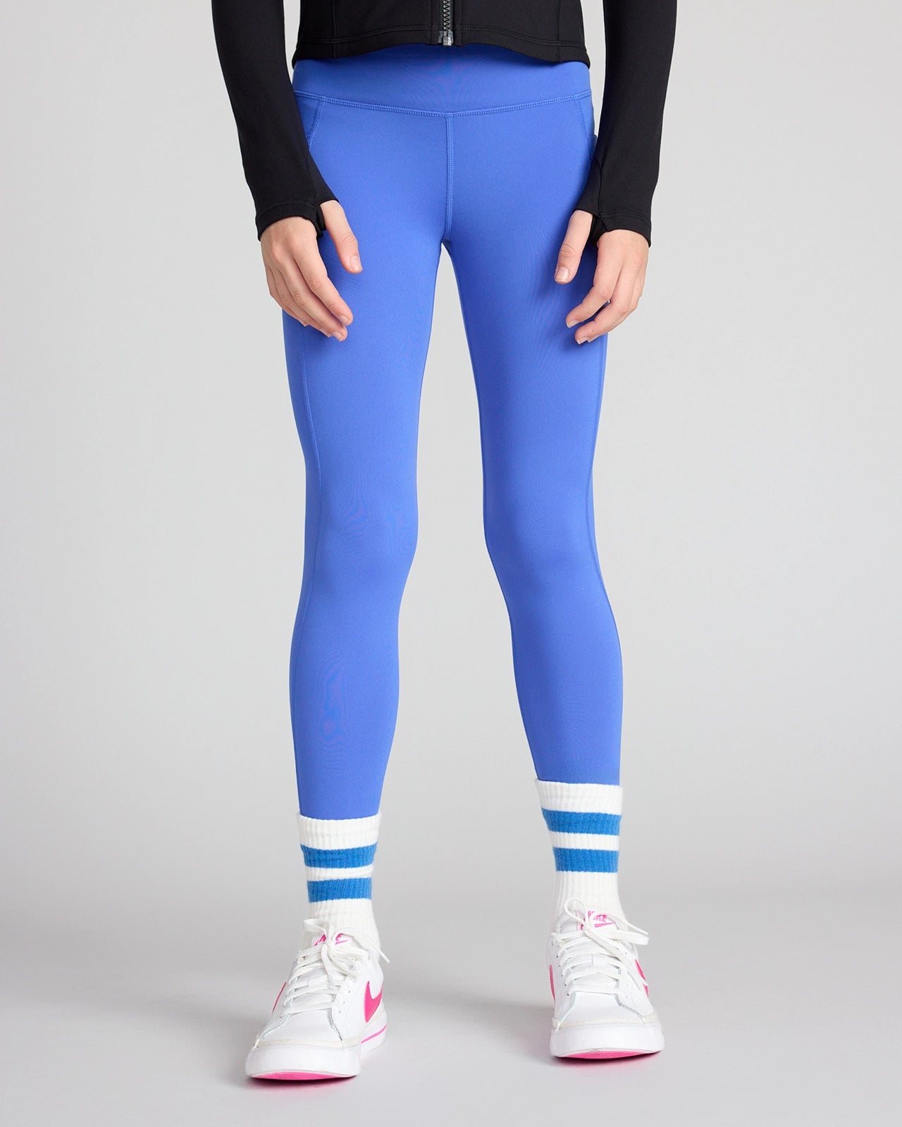 The Girls' Active Stretch GRS Certified Recycled Poly 7/8 Legging - Dazzling Blue