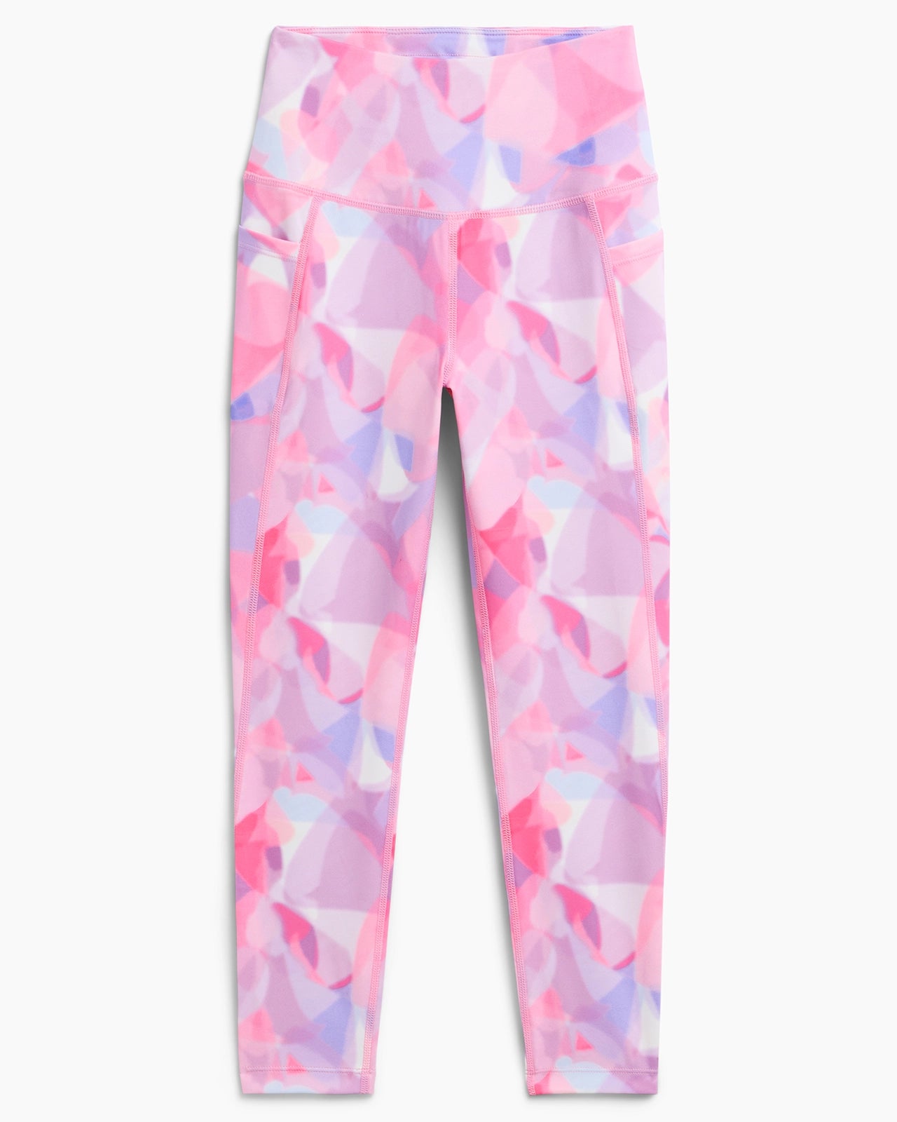 The Girls' Active Stretch GRS Certified Recycled Poly 7/8 Legging - Abstract Pink