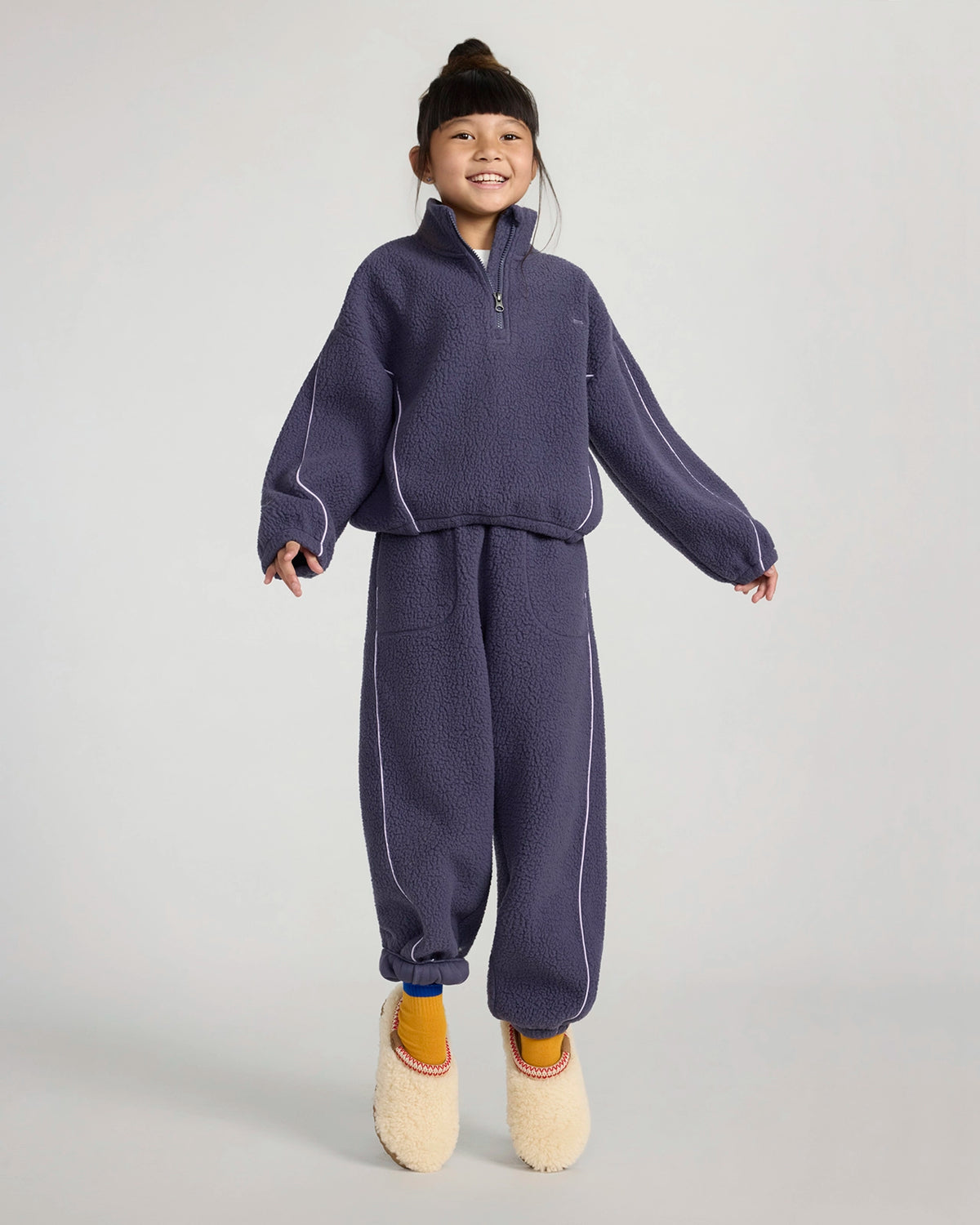 The Soft Luxe Berber Piping Jogger - Purplish Grey
