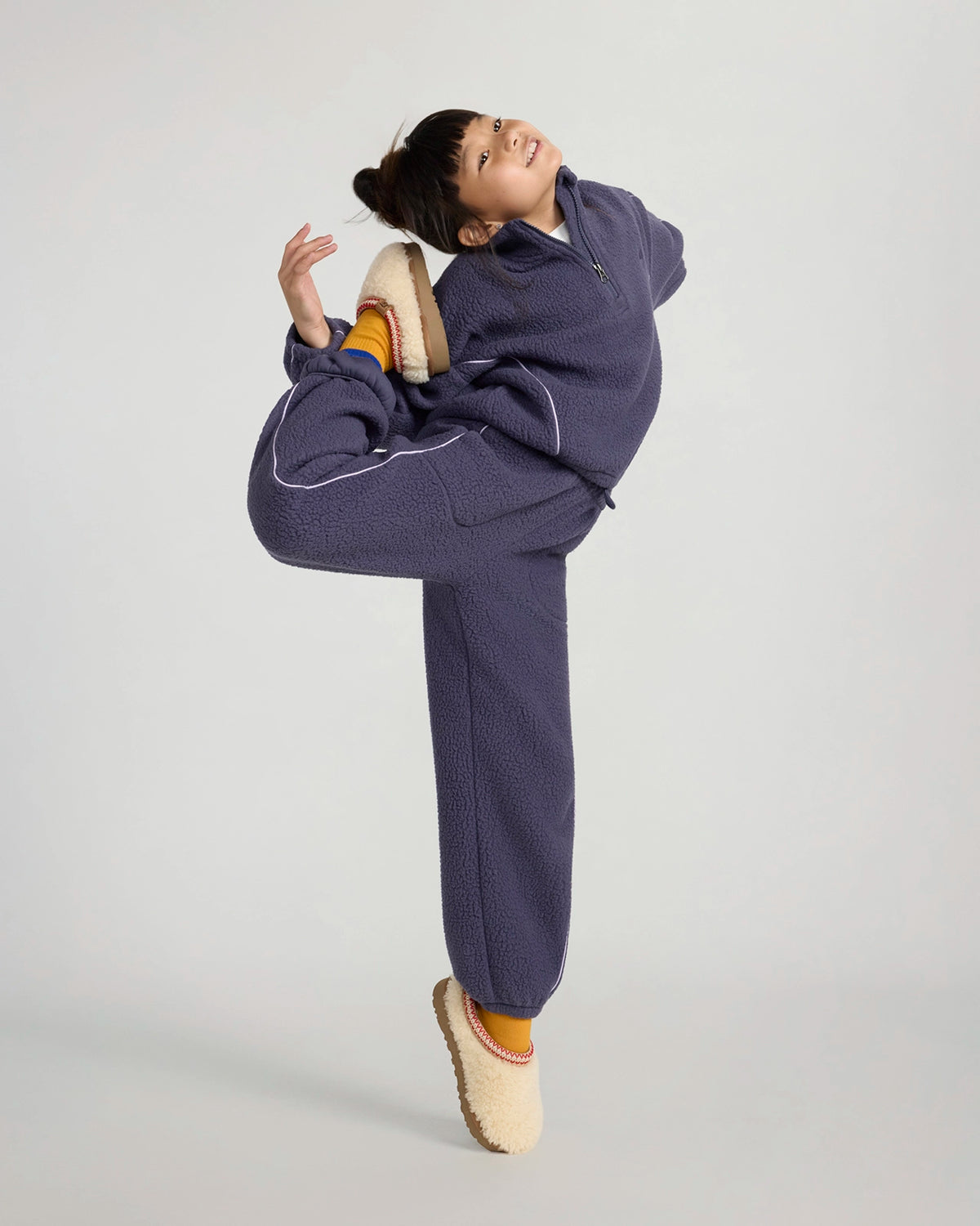 The Soft Luxe Berber Piping Jogger - Purplish Grey