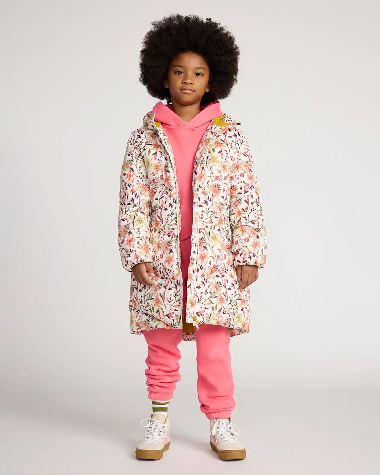 The Girls' RDS 700 Fill Power GRS Certified Recycled Poly Medium Length Parka - Floral Print