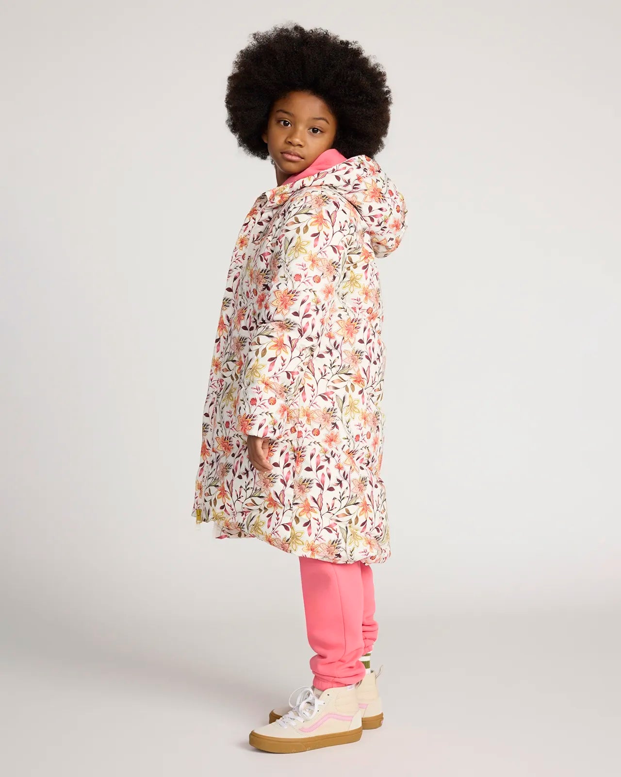 The Girls' RDS 700 Fill Power GRS Certified Recycled Poly Medium Length Parka - Floral Print