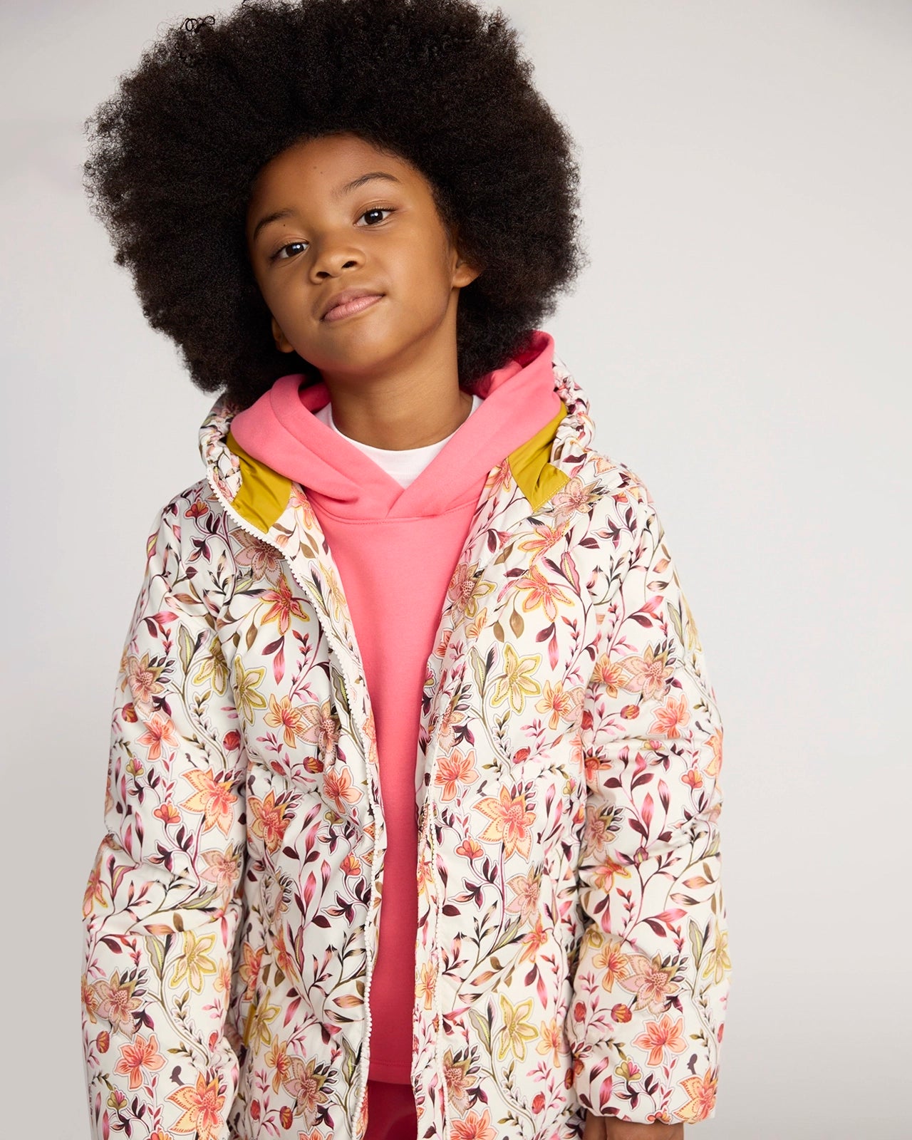 The Girls' 700 Fill Power Medium Length Parka - Floral Print