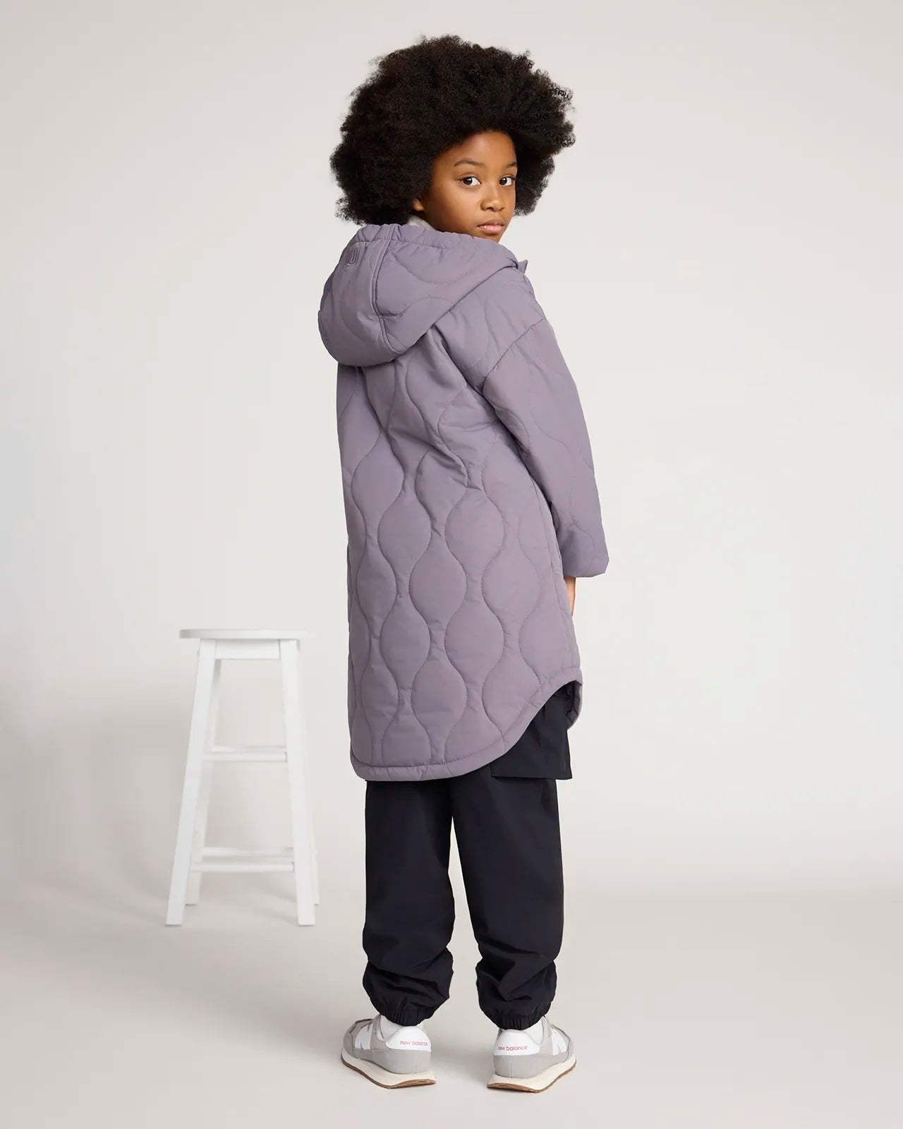 The Girls' Sorona™ Fill GRS Certified Recycled Polyester Longline Quilted Jacket - Purple