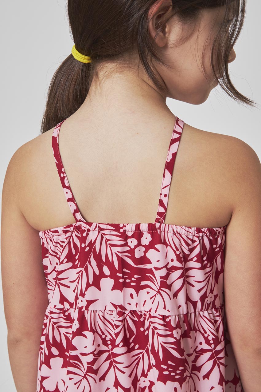 The Girls' Soft Luxe GRS Certified Recycled Poly 3-Tier Dress - Red