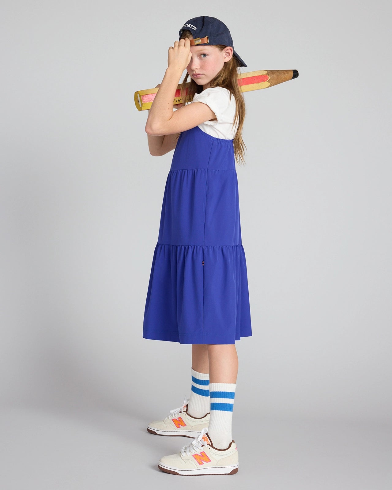 The Girls' Soft Luxe GRS Certified Recycled Poly 3-Tier Dress - Blue